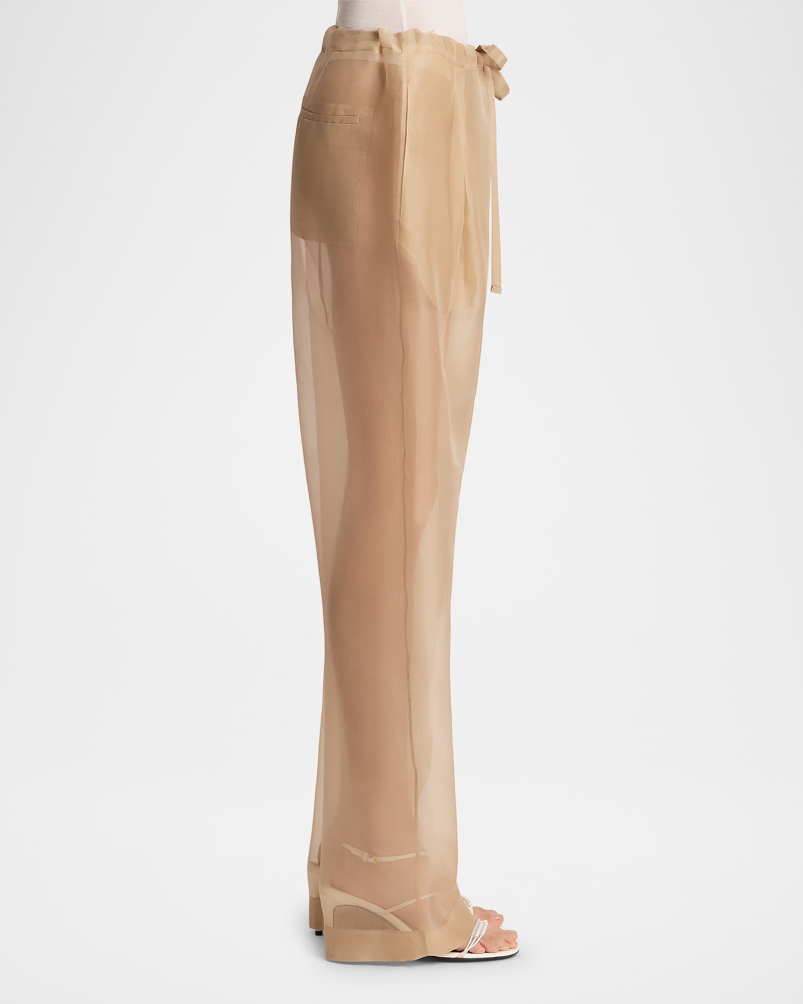 Khaite Trenton Drawstring Sheer Pants | Neiman Marcus