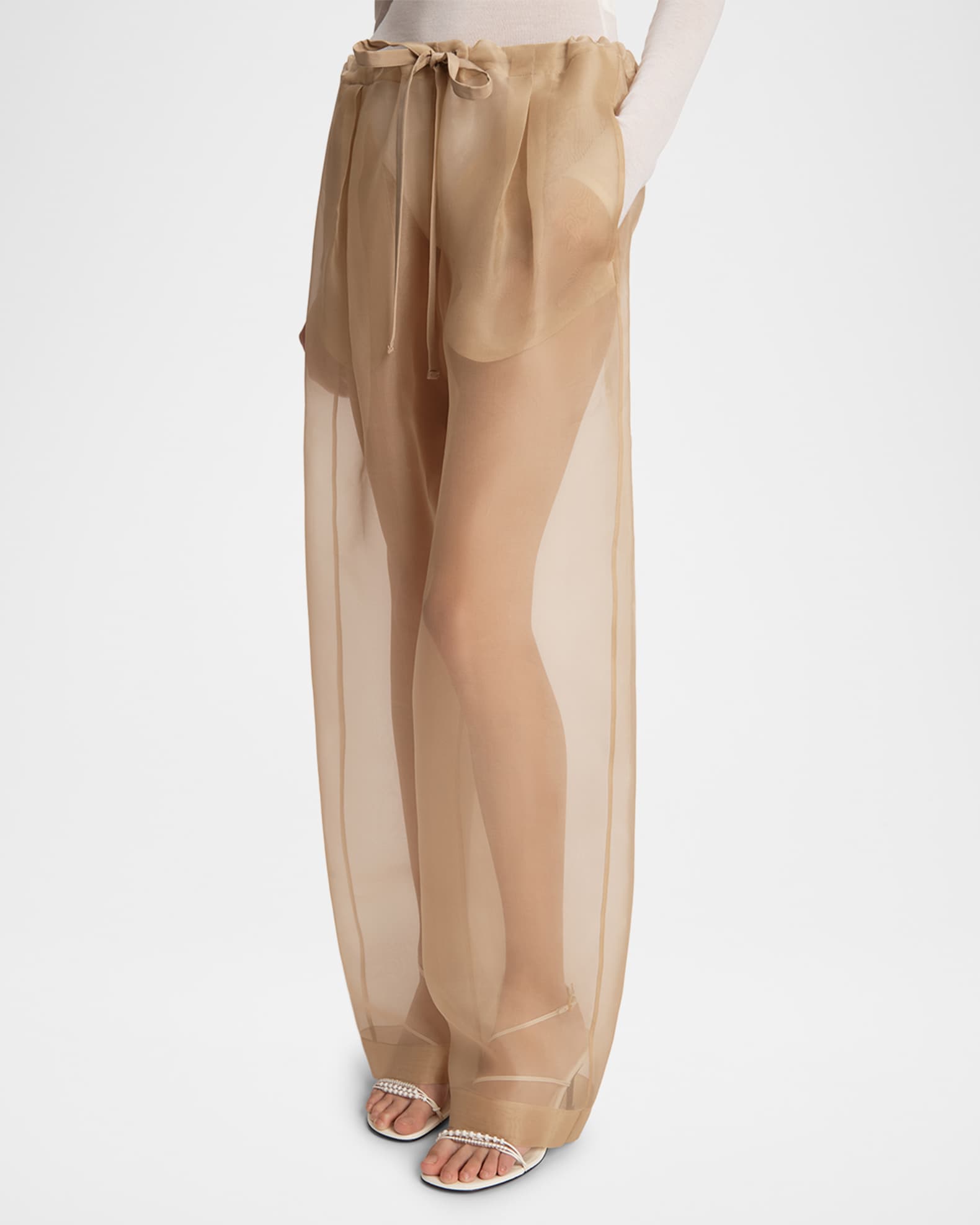【送料無料】KHAITE トレントン シルク トラウザーズ Khaite Trenton Drawstring Sheer Pants | Neiman Marcus