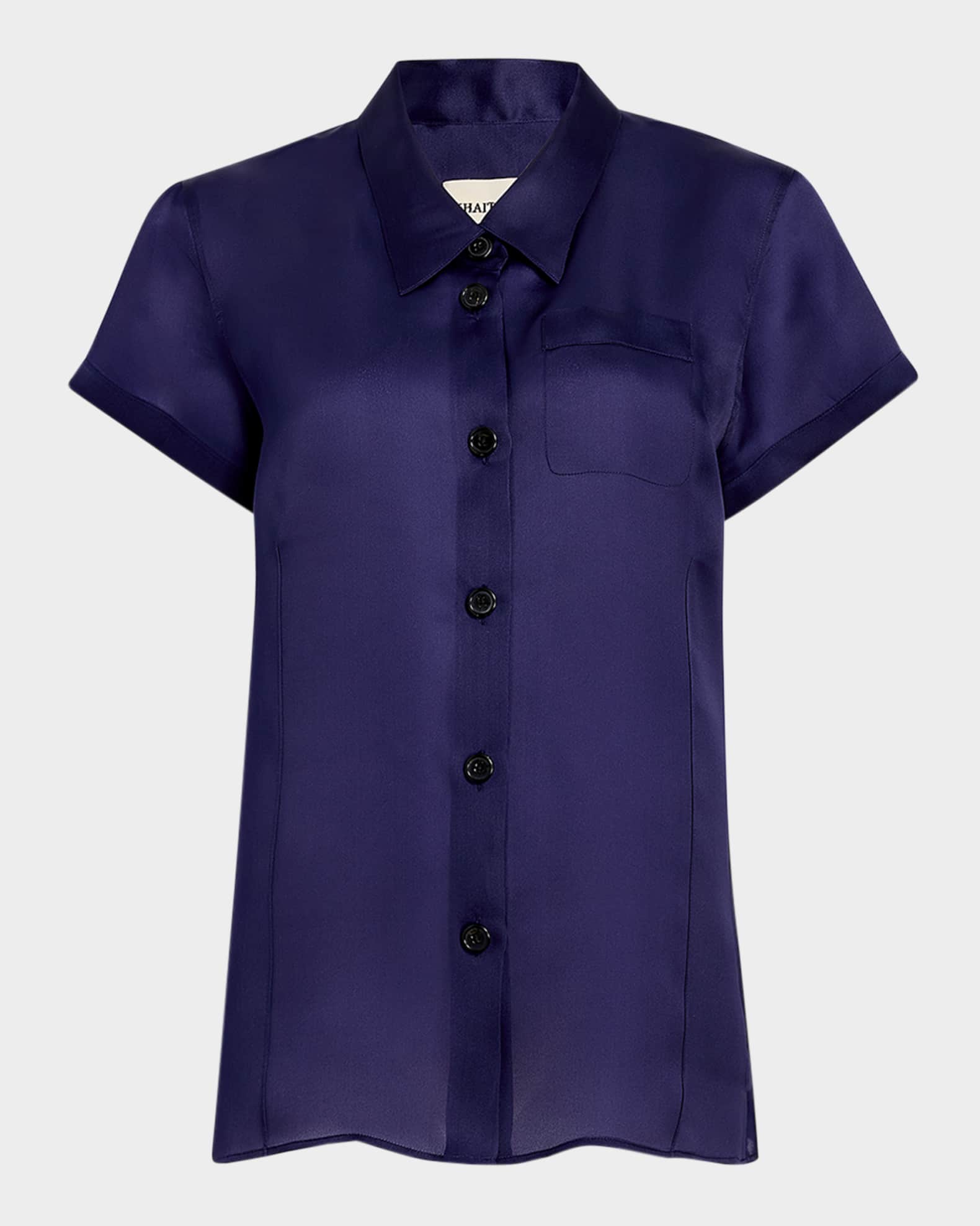 Keefe Short-Sleeve Silk Shirt 0