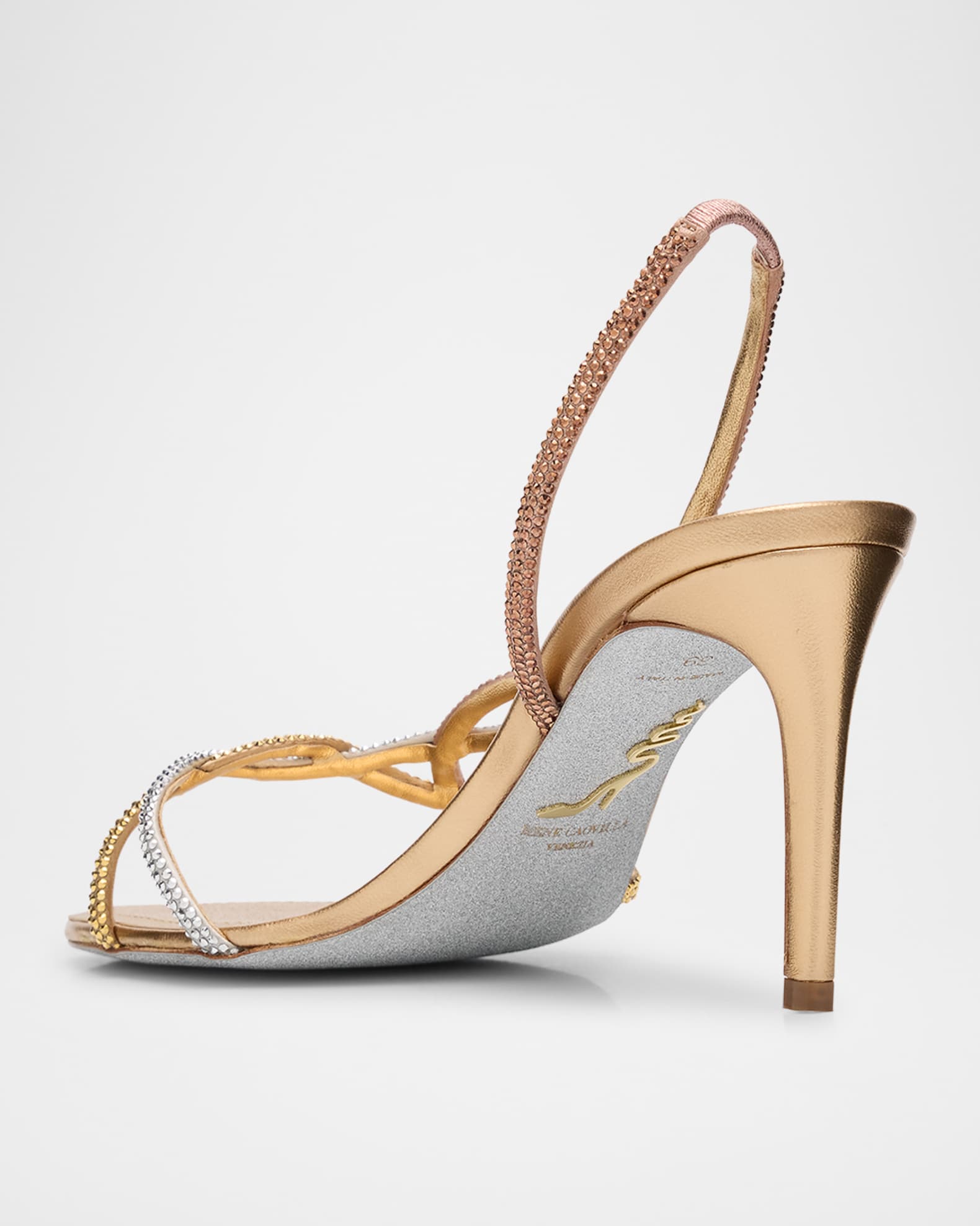Three-Tone Crystal Satin Braid Halter Sandals 1