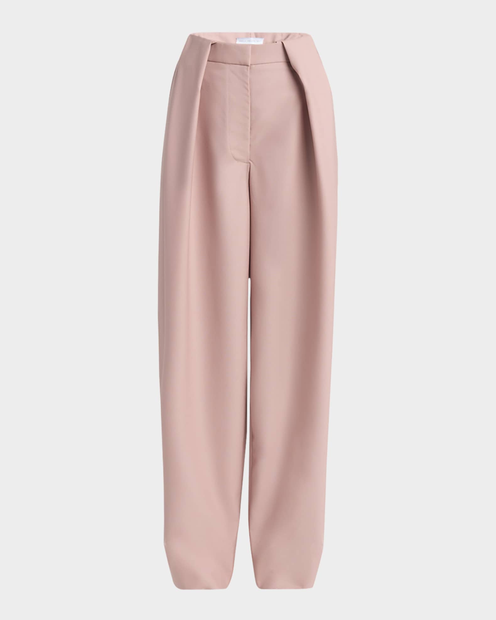 Pleated Wide-Leg Canvas Balloon Trousers 0