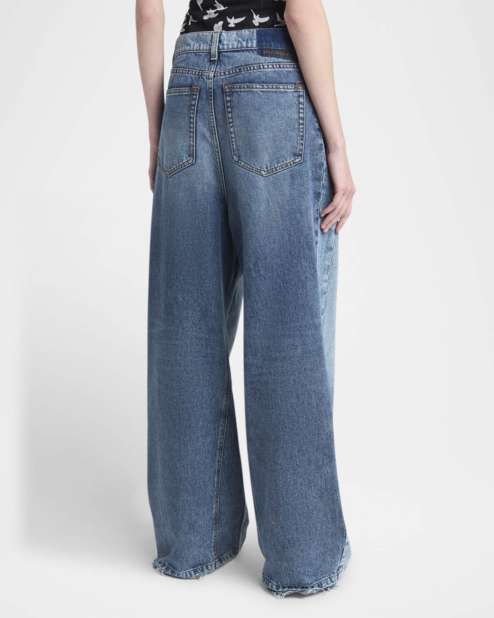 デニム・ジーパン Stella McCartney WIDE-LEG JEANS WITH CONTRASTING PANELS Stella McCartney Two Tonal Paneled Wide Leg Jeans | Neiman