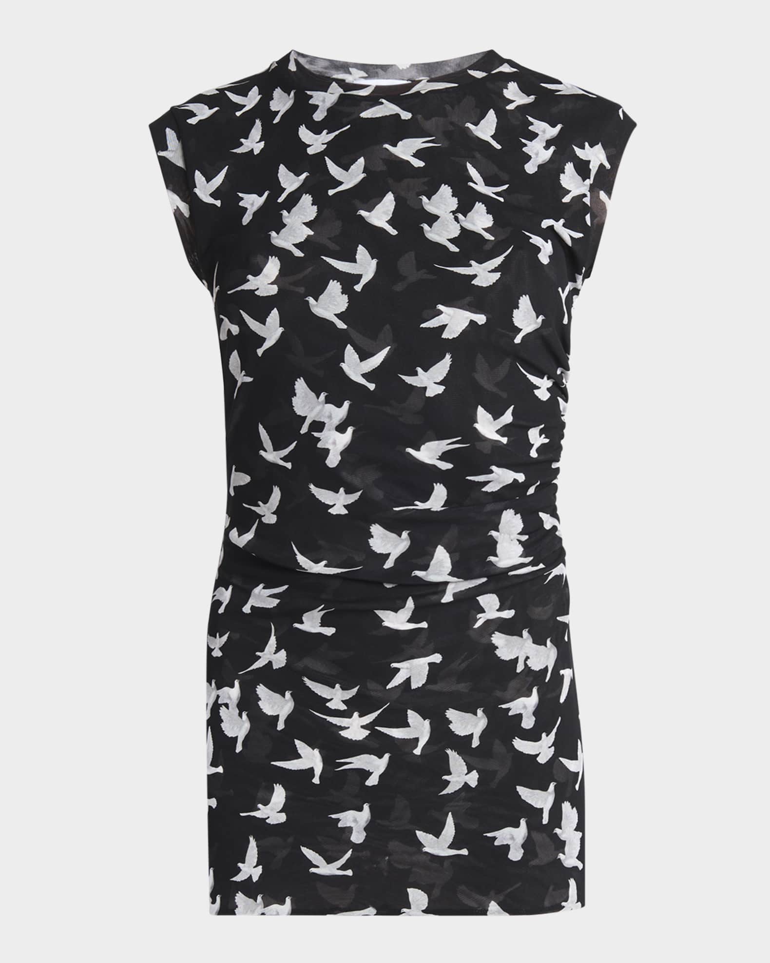Mesh Flying Bird Haze Ruched Top 0