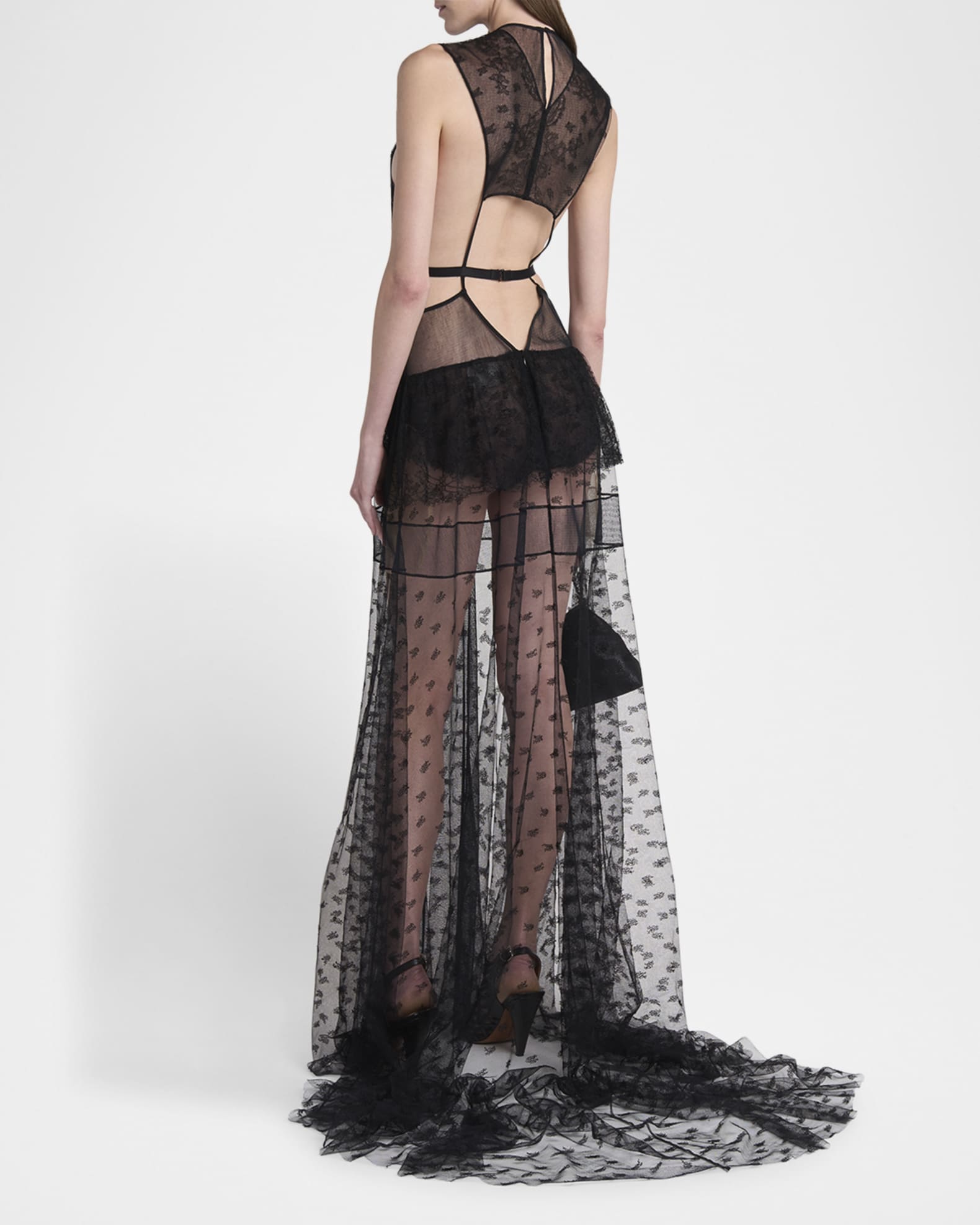 Stella McCartney Chantilly Lace Cutout Maxi Dress | Neiman Marcus