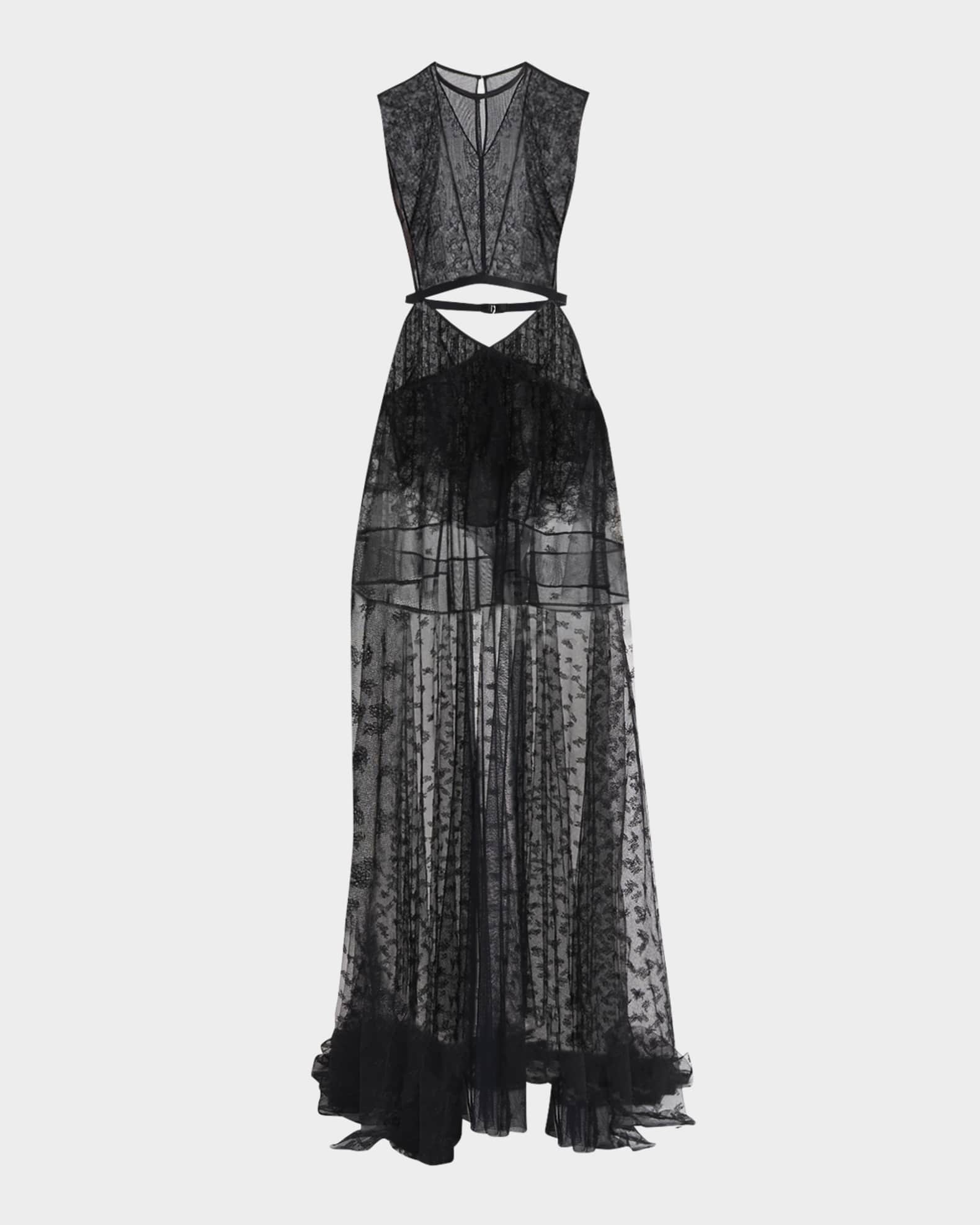 Stella McCartney Chantilly Lace Cutout Maxi Dress | Neiman