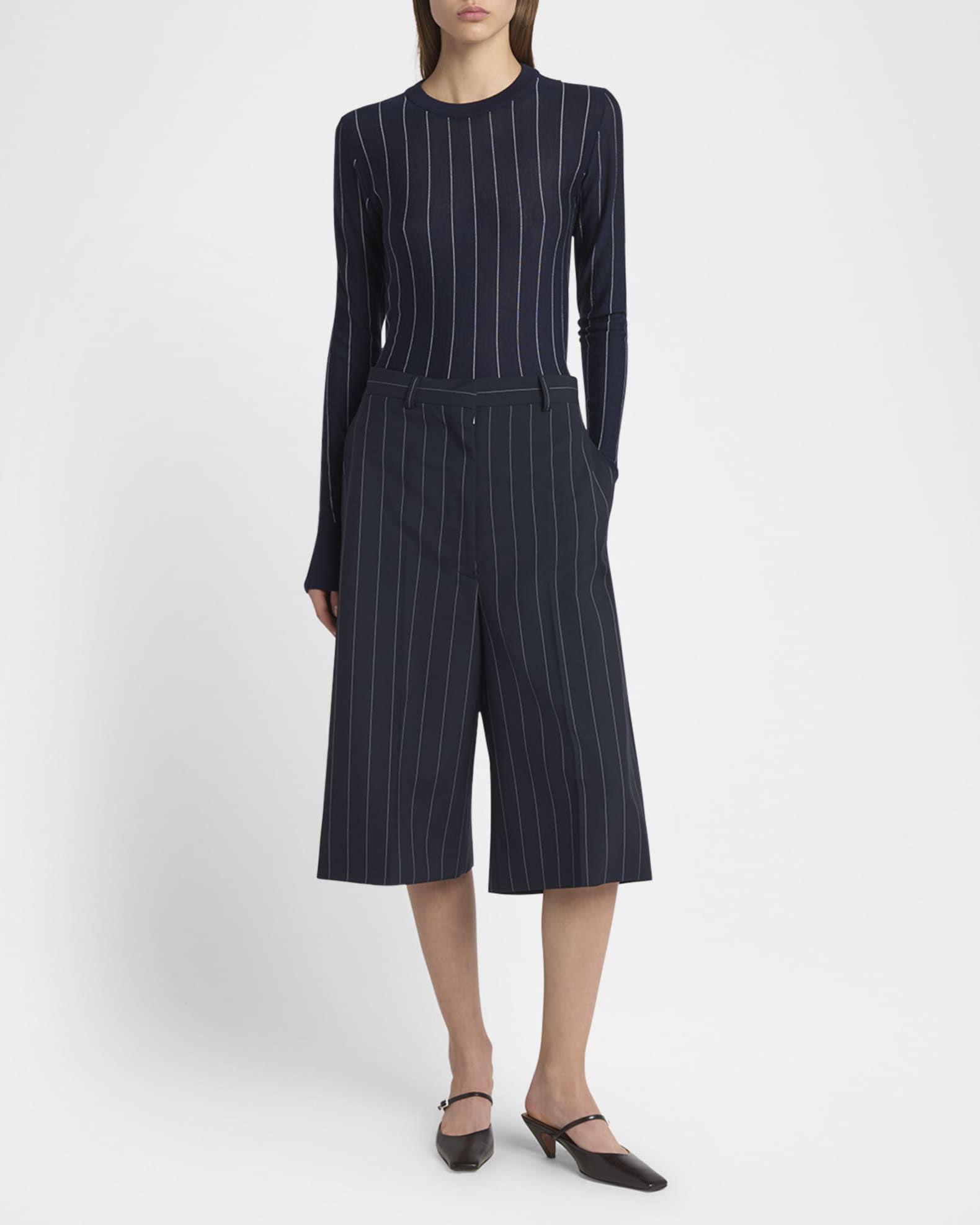 Pinstripe Wide-Leg Culottes 1