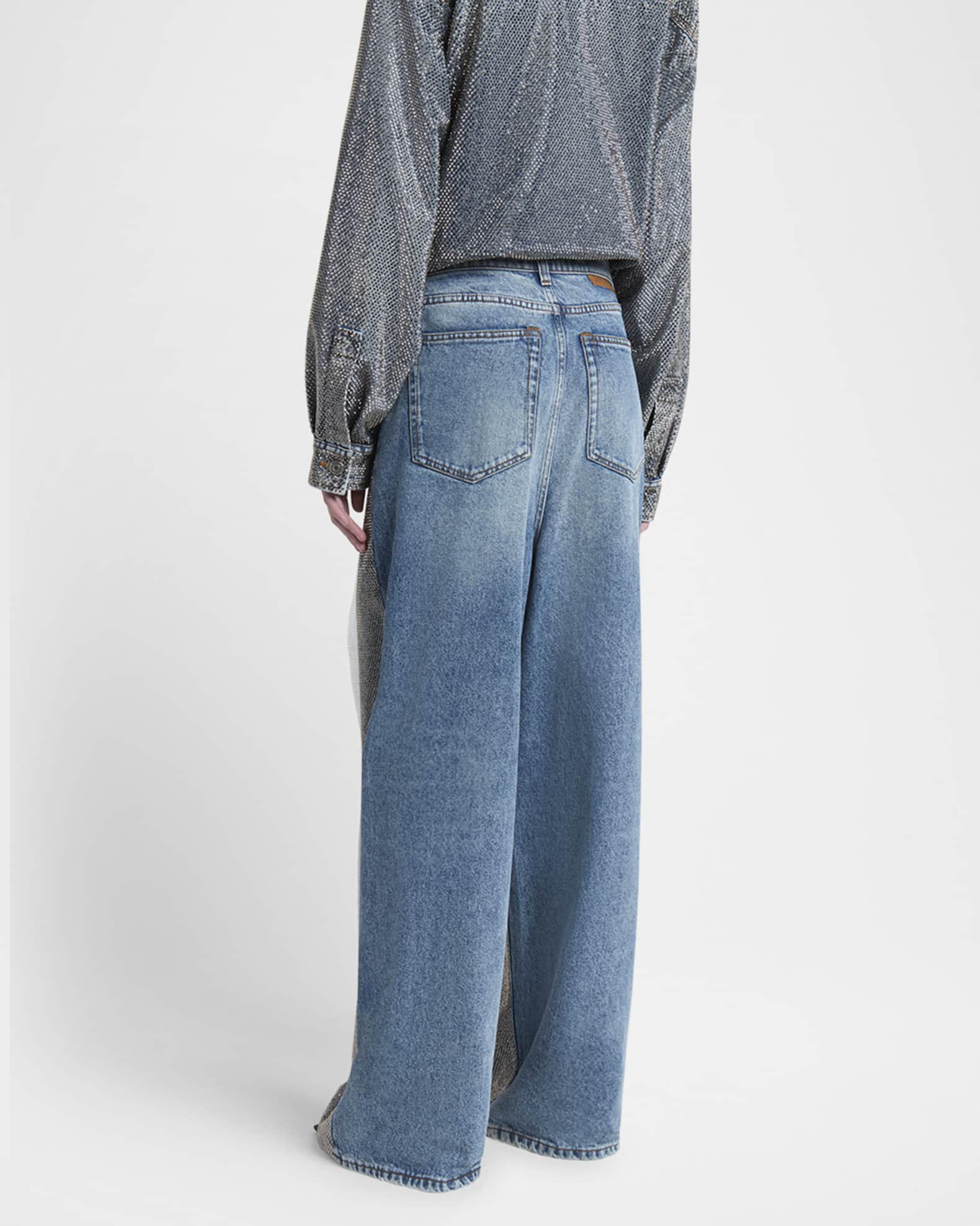 Stella McCartney Crystal Hotfix Wide Leg Jeans | Neiman Marcus
