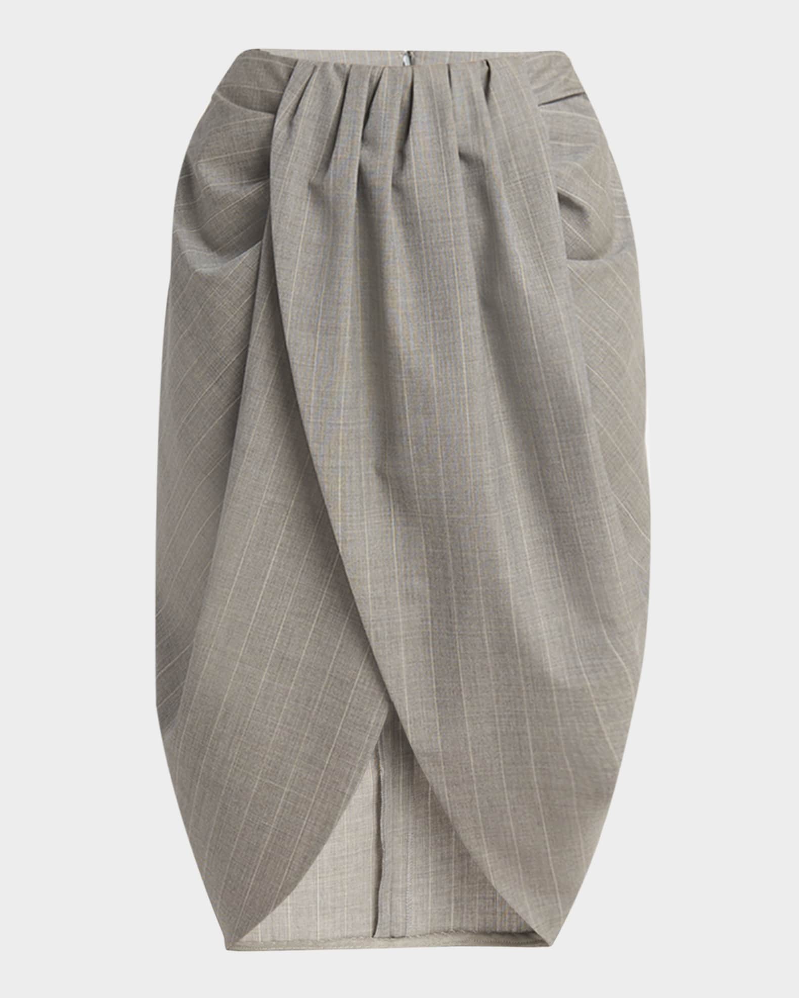 Stella McCartney Striped Melange Draped Tulip Midi Skirt | Neiman