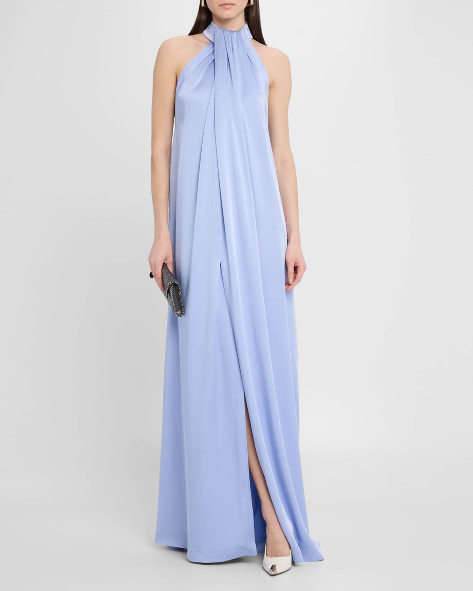 Stella McCartney Envers Draped Satin Halterneck Dress