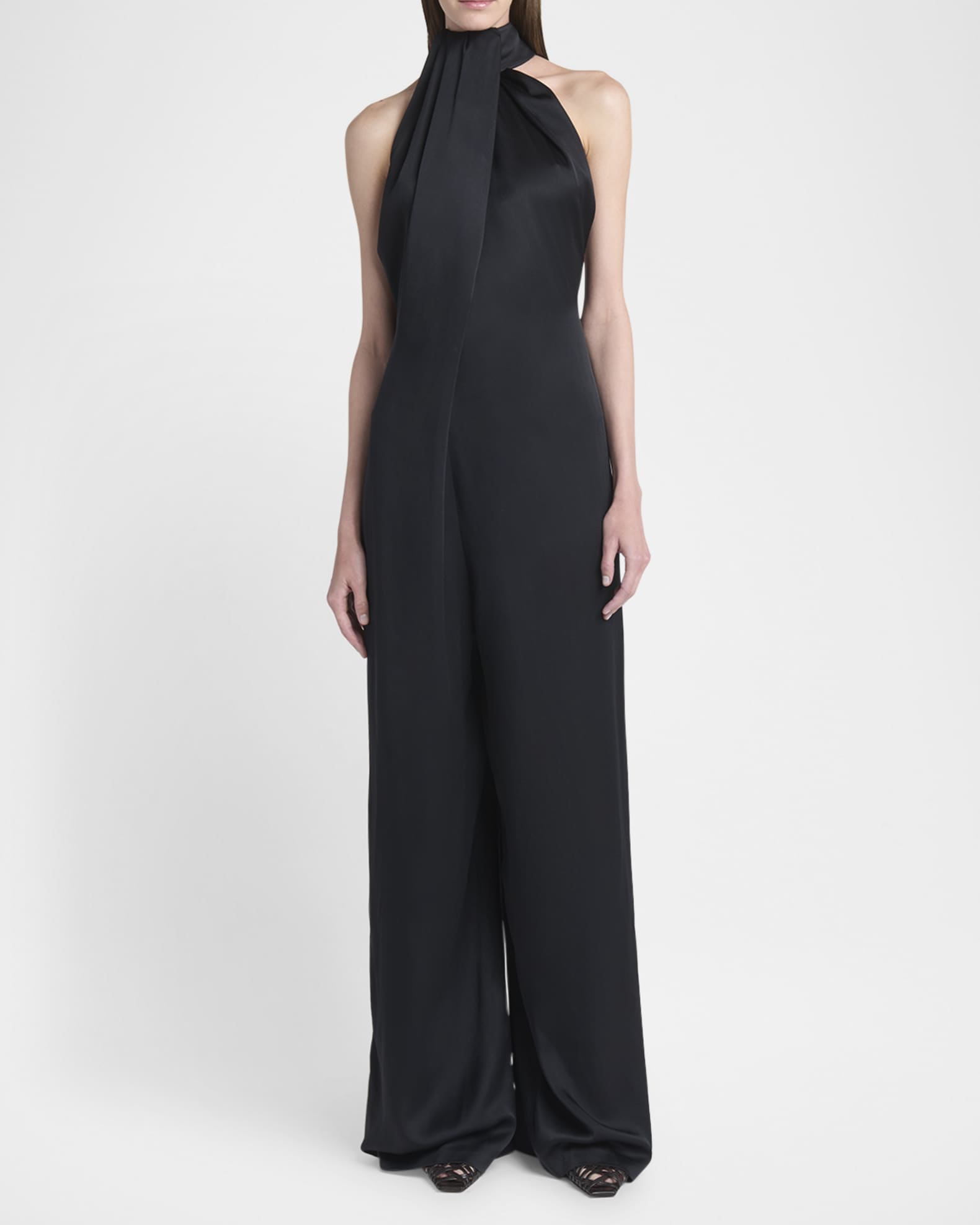 Envers Draped Satin Halterneck Jumpsuit 1