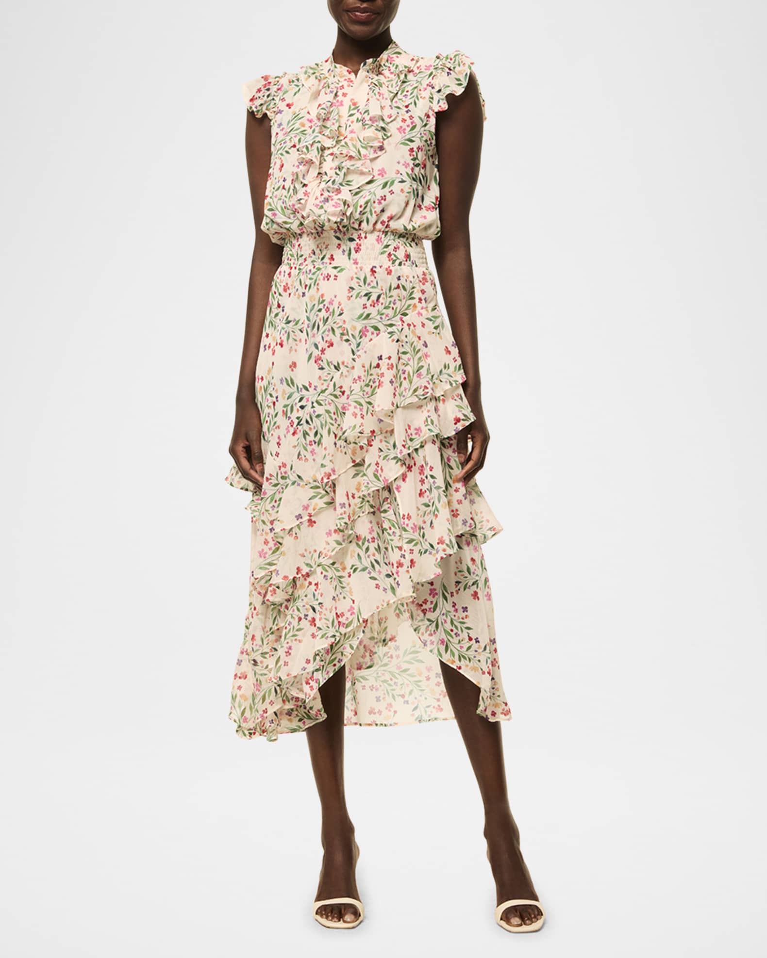 Ilysa Asymmetric Chiffon Midi Dress 1