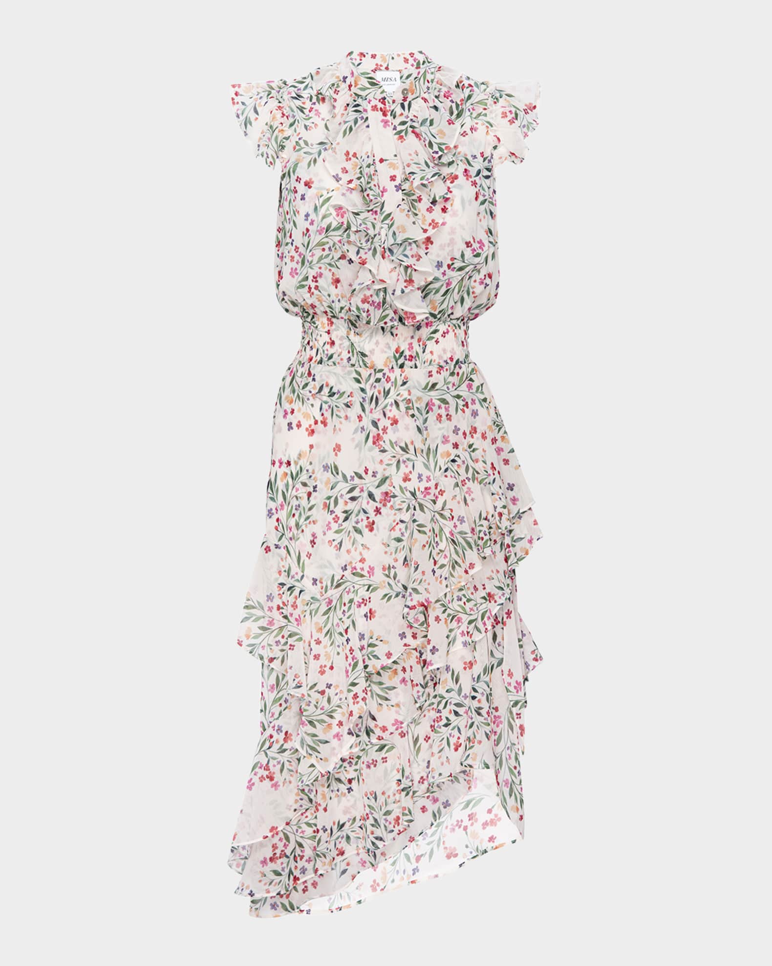 Ilysa Asymmetric Chiffon Midi Dress 0
