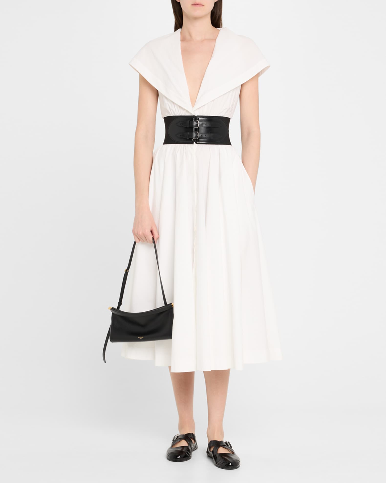ALAIA Le Click Small Shoulder Bag in Glossy Leather | Neiman