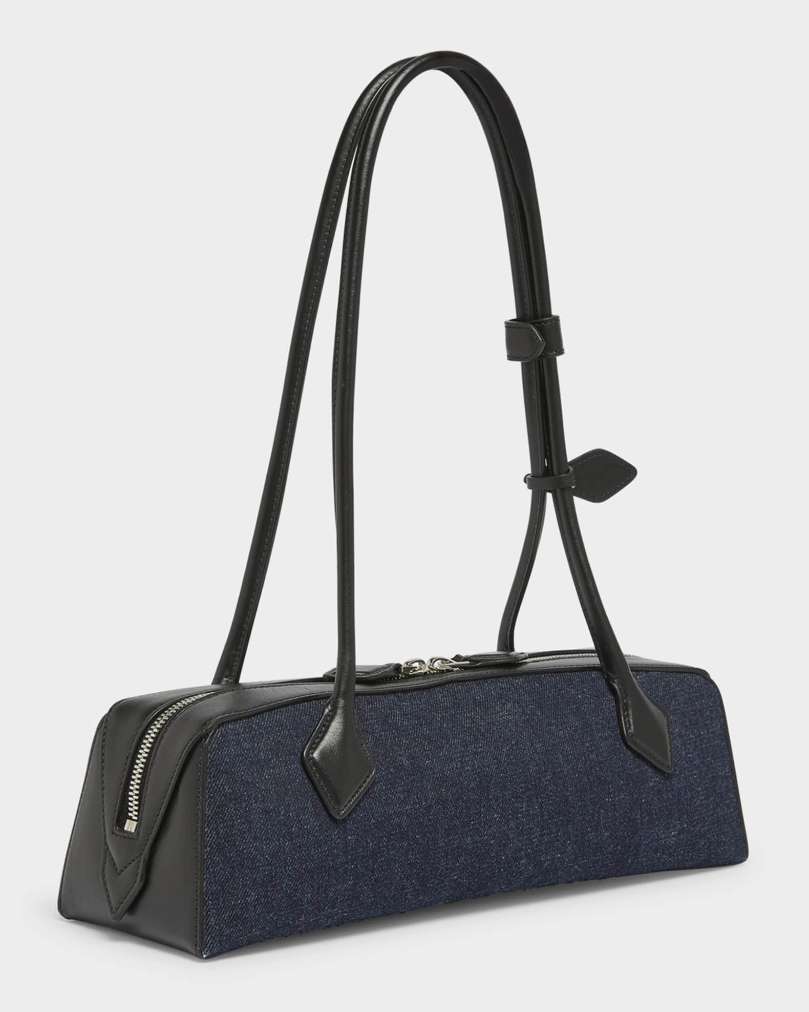 【ALAIA直営店】SAC LE TECKEL MEDIUM EN DENIM ET CUIR ALAIA Le Teckel Medium Shoulder Bag in Denim | Neiman Marcus