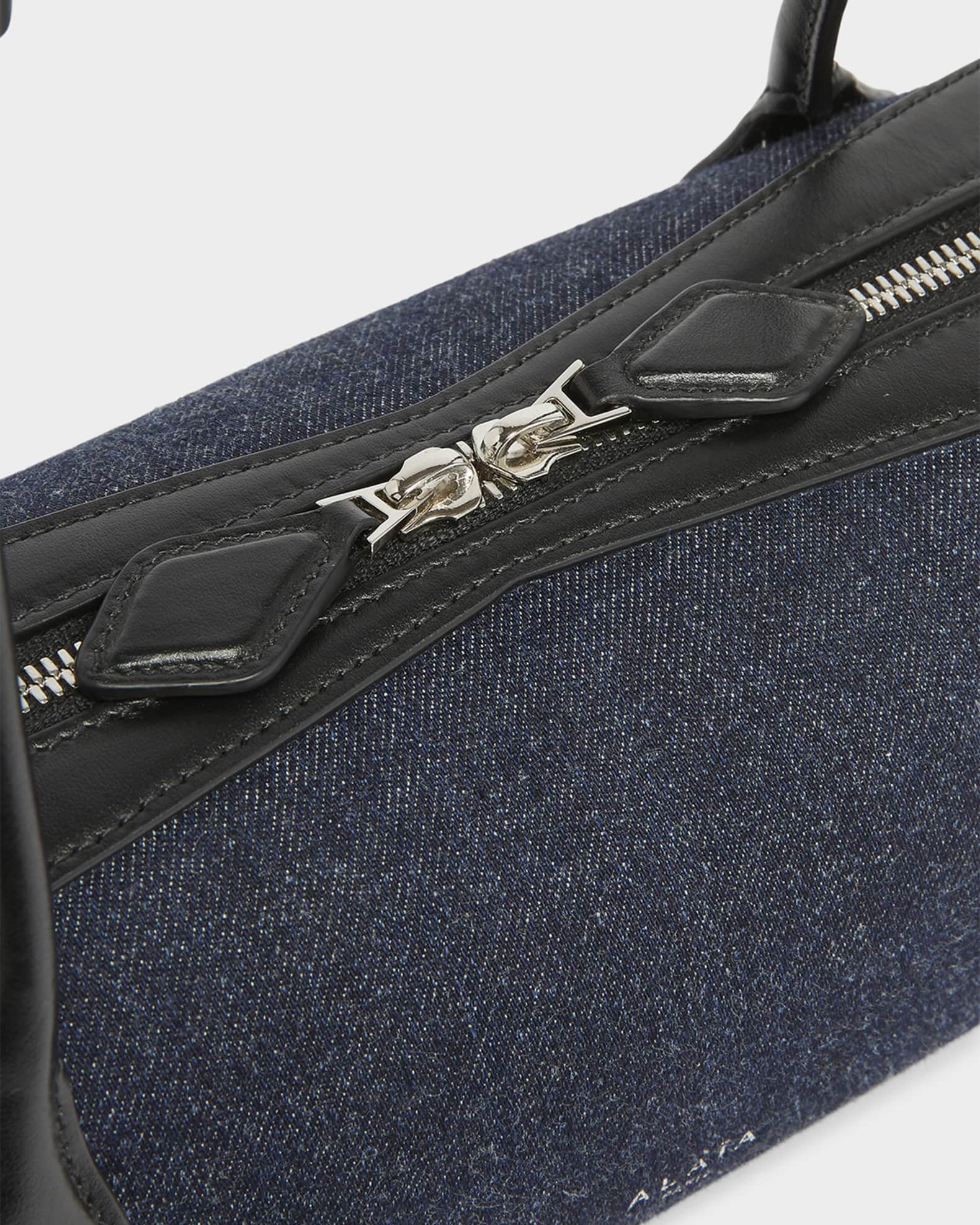 ALAIA Le Teckel Medium Shoulder Bag in Denim | Neiman Marcus