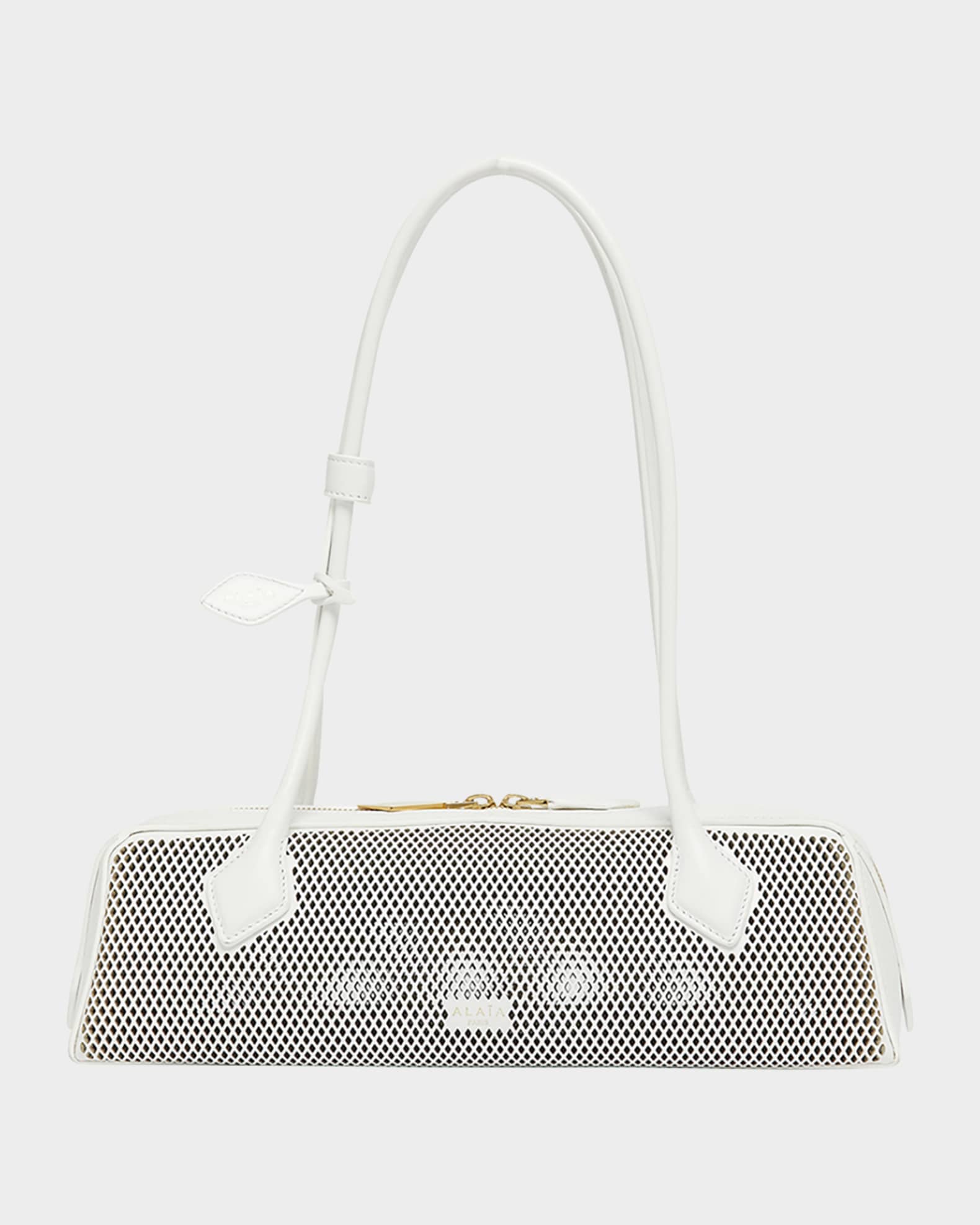 Le Teckel Medium Shoulder Bag in Fishnet Leather 0