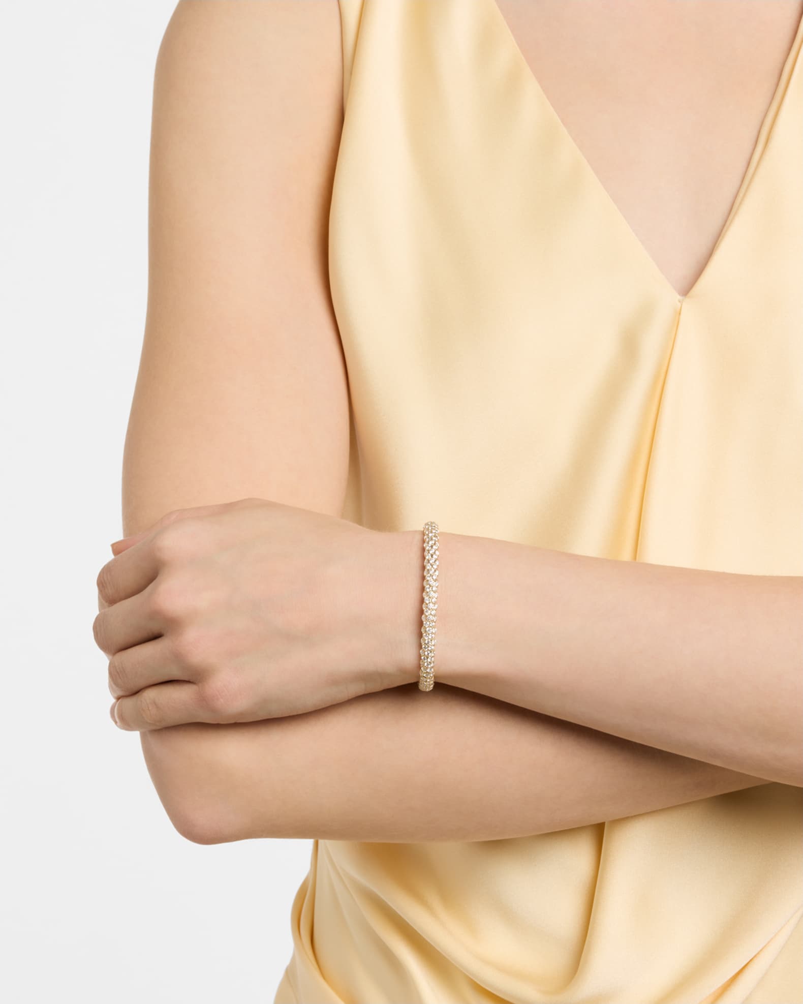 18K Yellow Gold Stretch Bracelet with Diamonds, 6.75"L 1