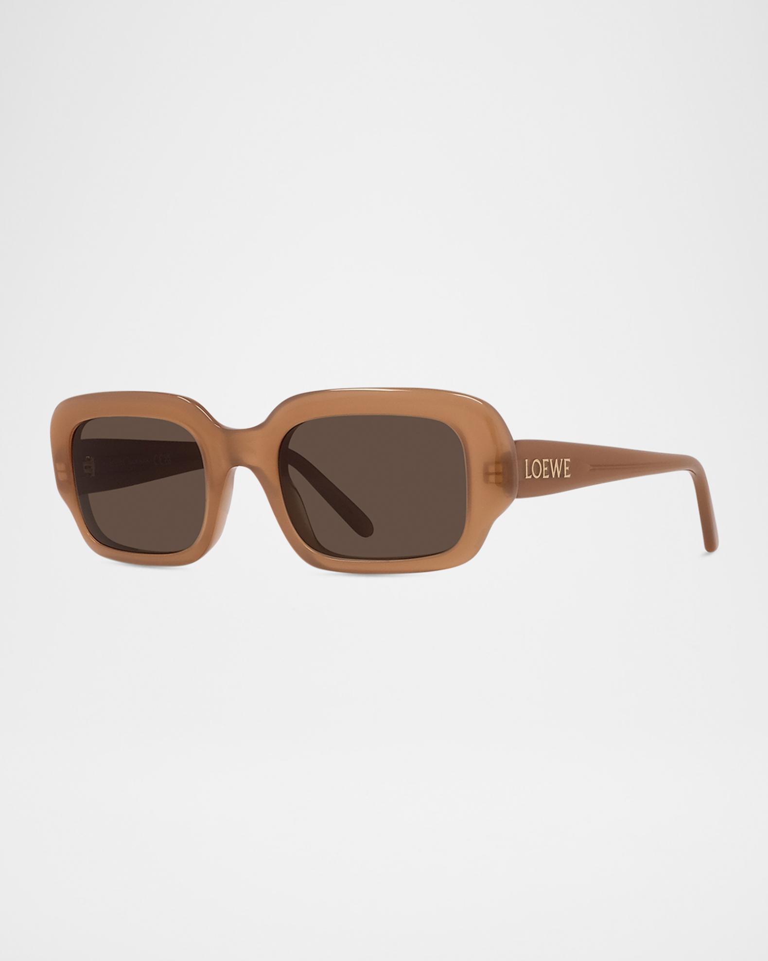 Loewe Olive, Cream & Brown Chunky Rectangular Sunglasses LOEWE PAULA IBIZA Square LW40064U Brown Blue 40064 Unisex  main image 4