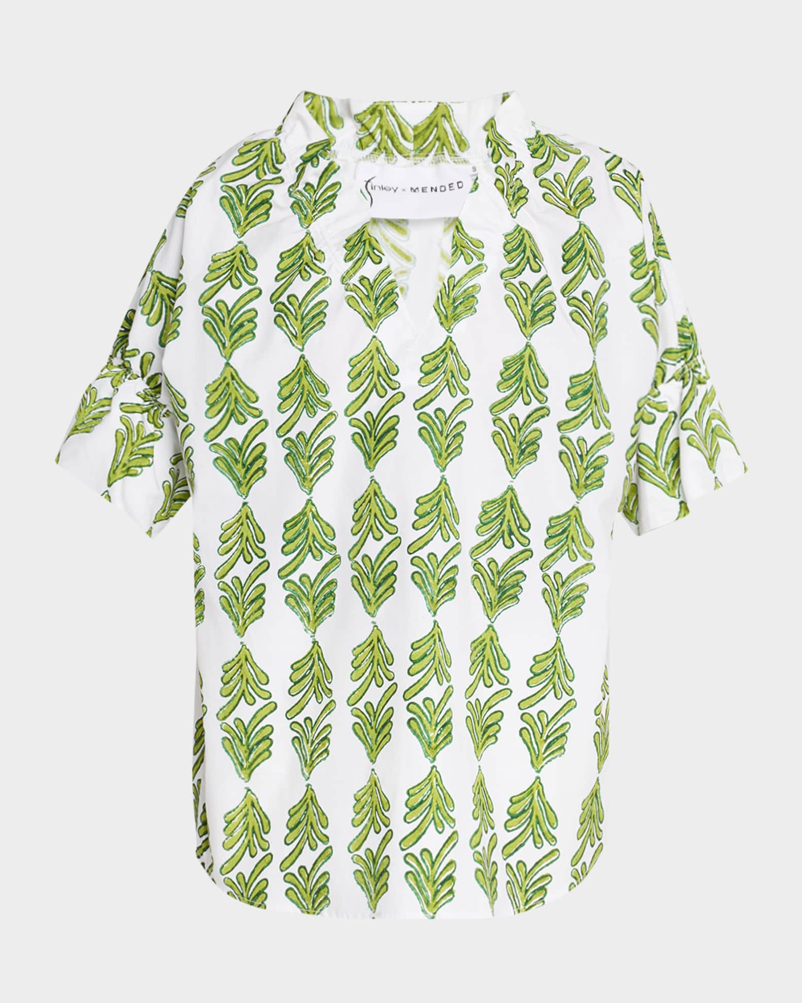 Crosby Leaf-Print Cotton Poplin Top 0