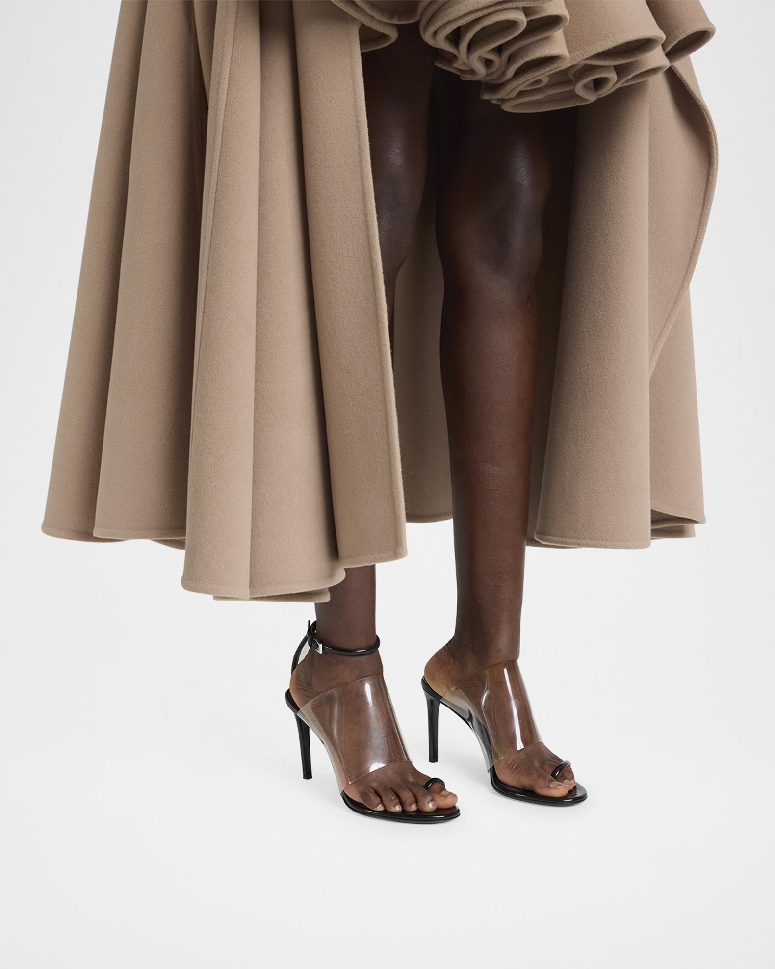 ALAÏA Asymmetric Clear Patent Leather Sandals | Neiman Marcus