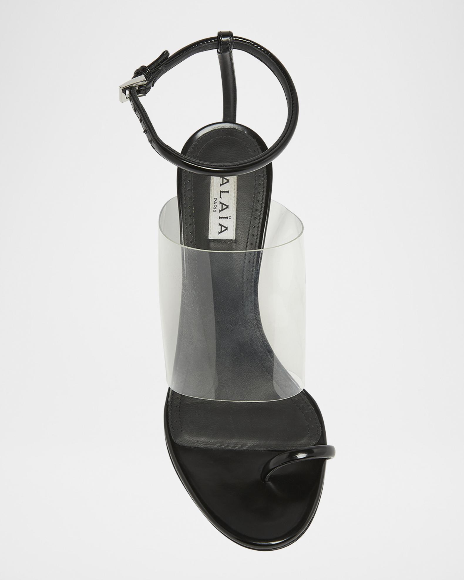 ALAIA Asymmetric Clear Patent Leather Sandals | Neiman Marcus