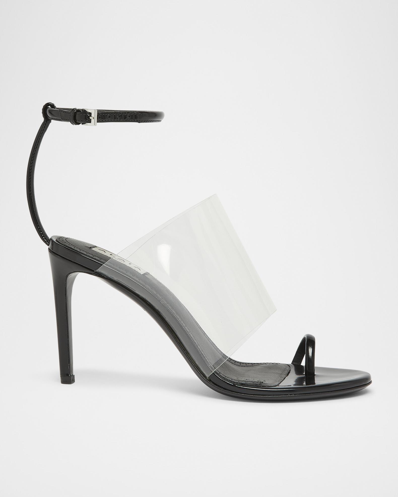 ALAIA Asymmetric Clear Patent Leather Sandals | Neiman Marcus