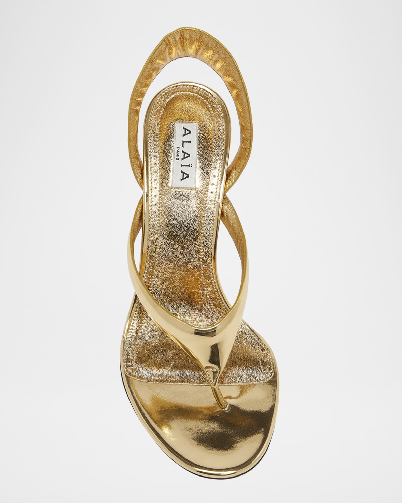 ALAIA Tong Metallic Leather Sandals | Neiman Marcus