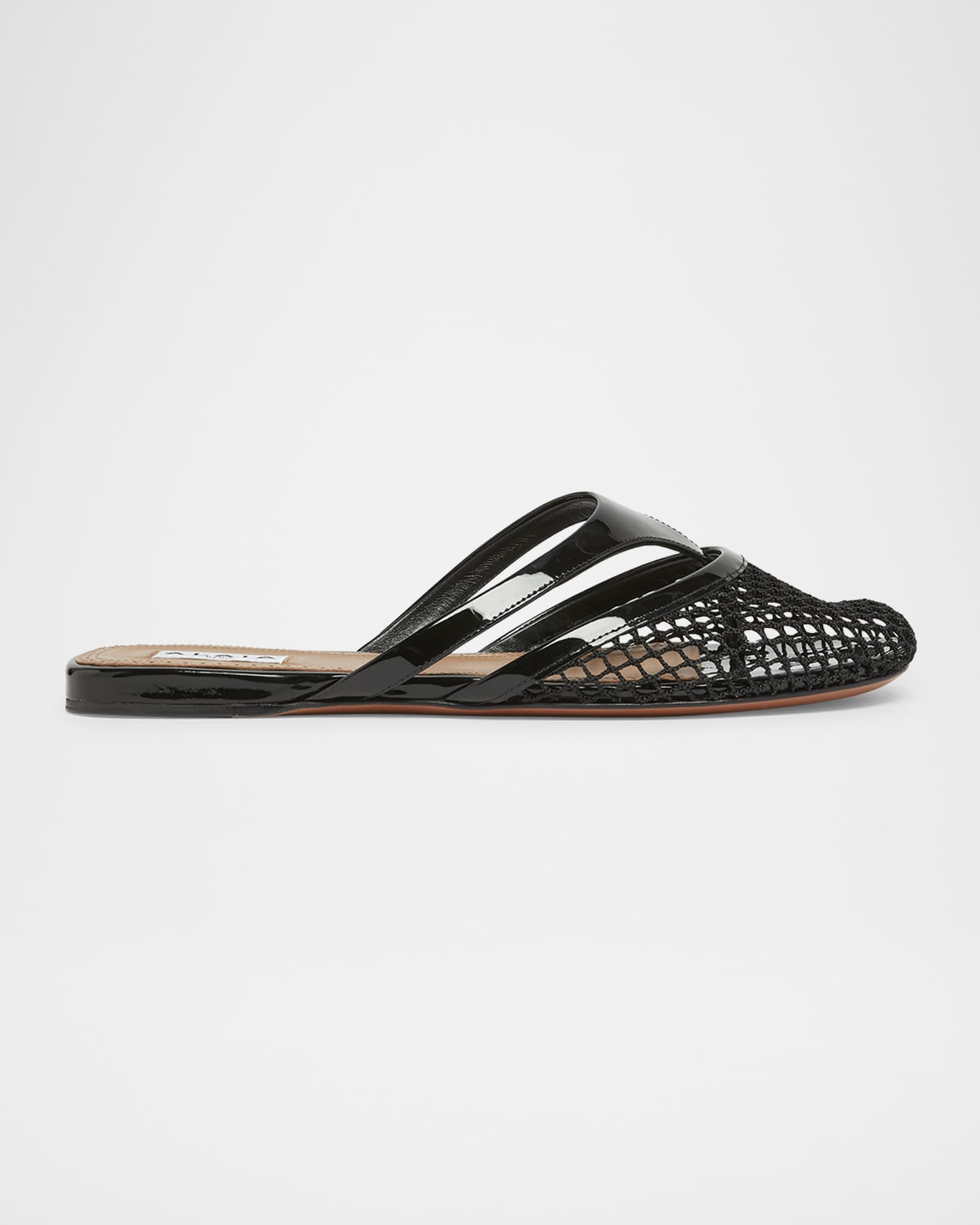 Net Leather Thong Mules 0
