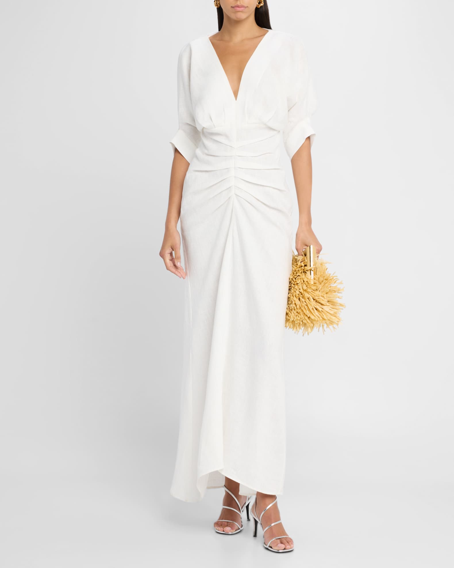 Brennan Gathered Linen Maxi Dress 1