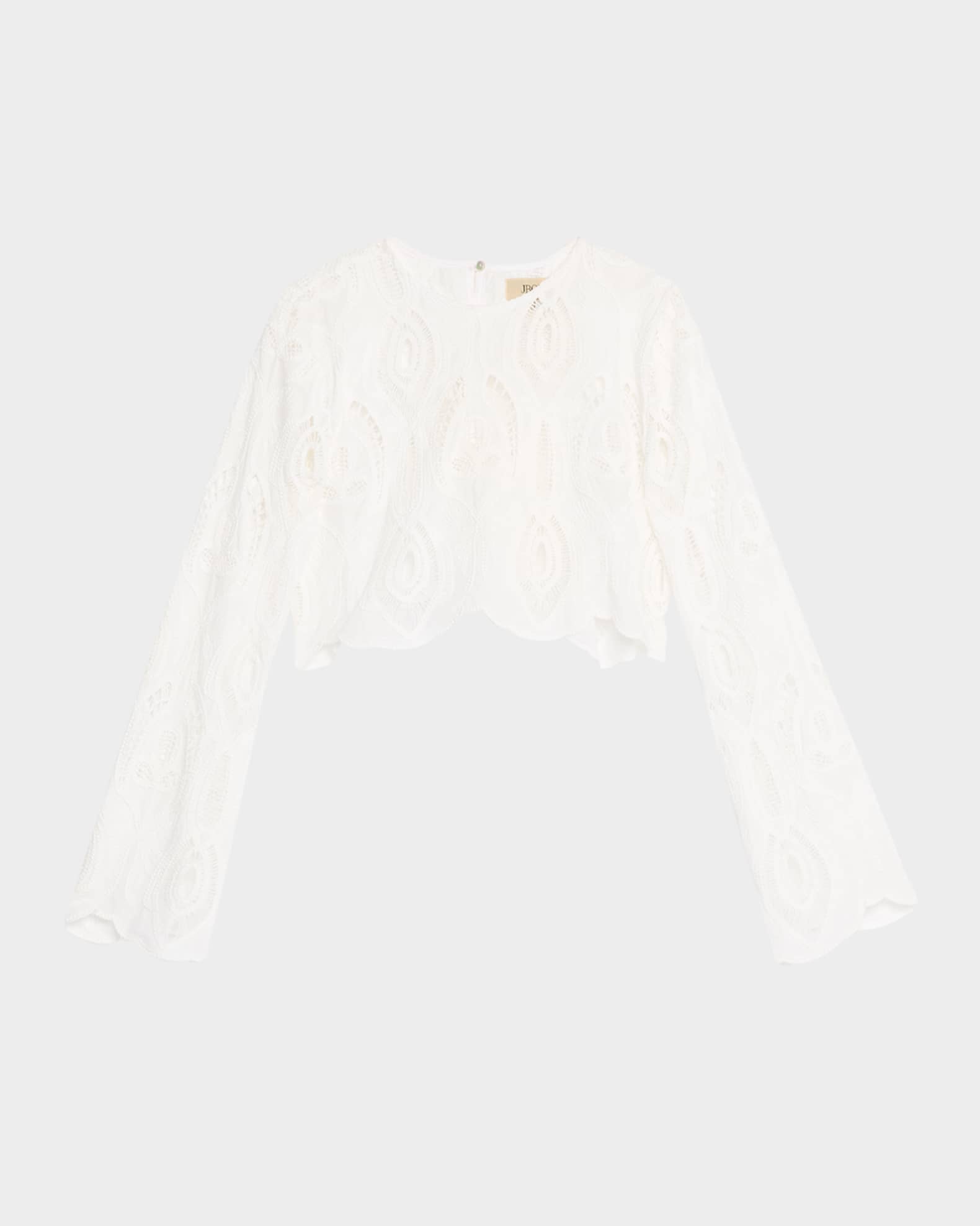 Karli Eyelet-Embroidered Crop Top 0