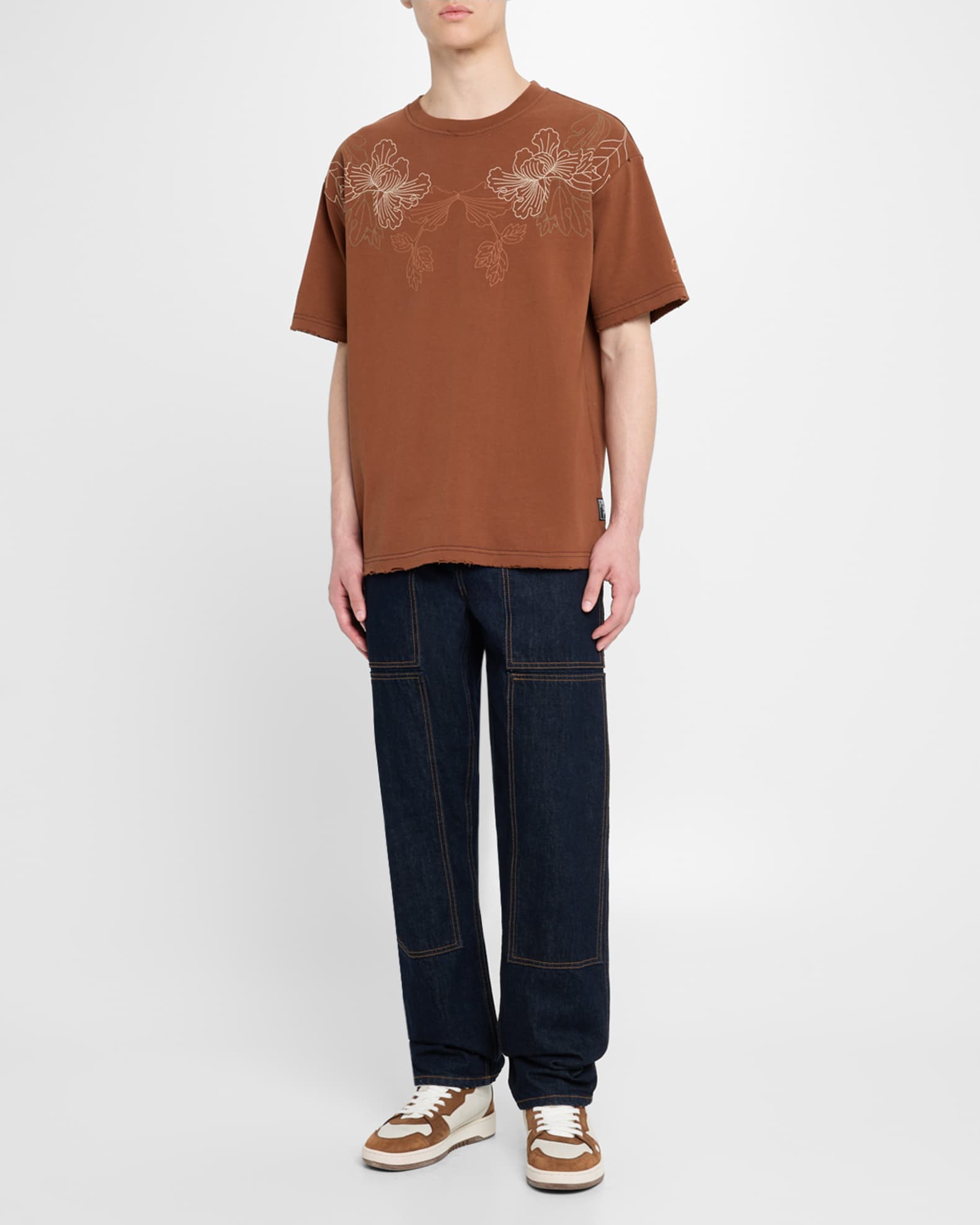 Men's Okinawa Floral Embroidered T-Shirt - Thumbnail 2