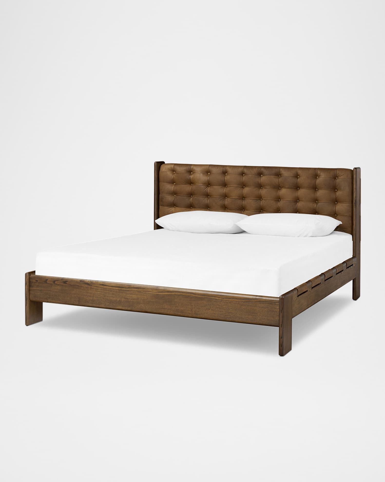 Halston Tufted Leather Queen Bed 0