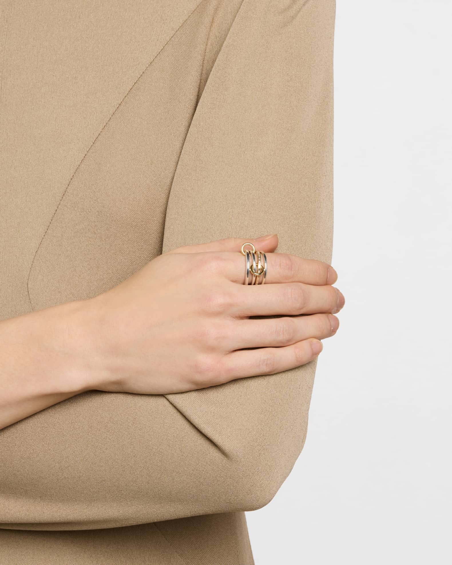 Kira SG Ring with Diamonds in 18K Gold and Sterling Silver 1