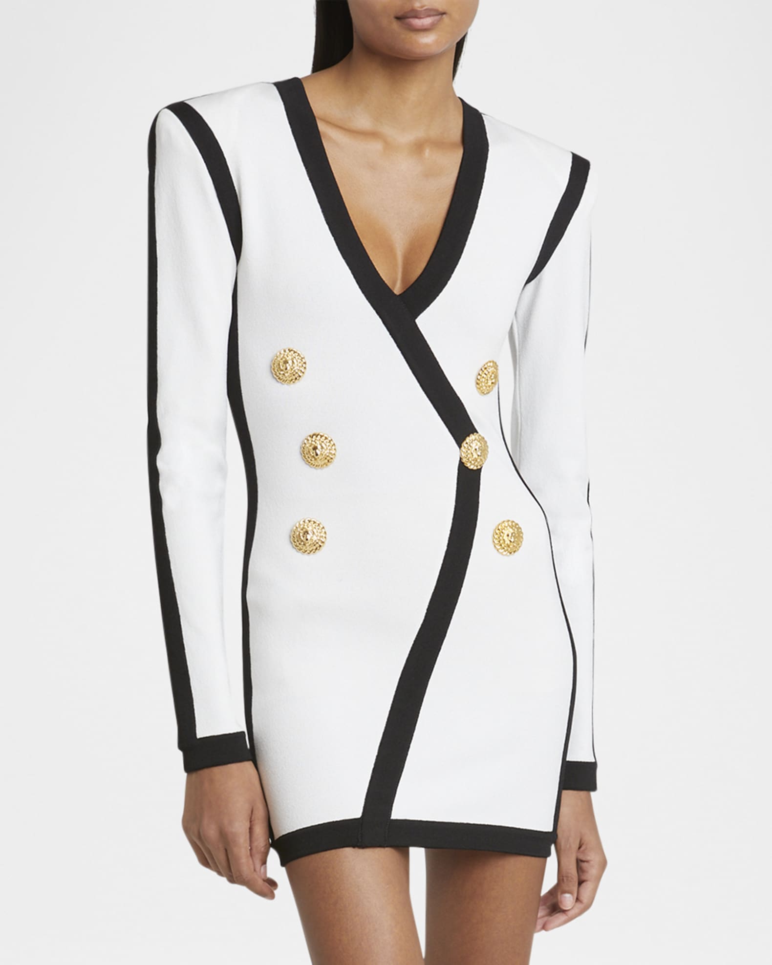 V-Neck Button Wrap Body-Con Mini Dress 1