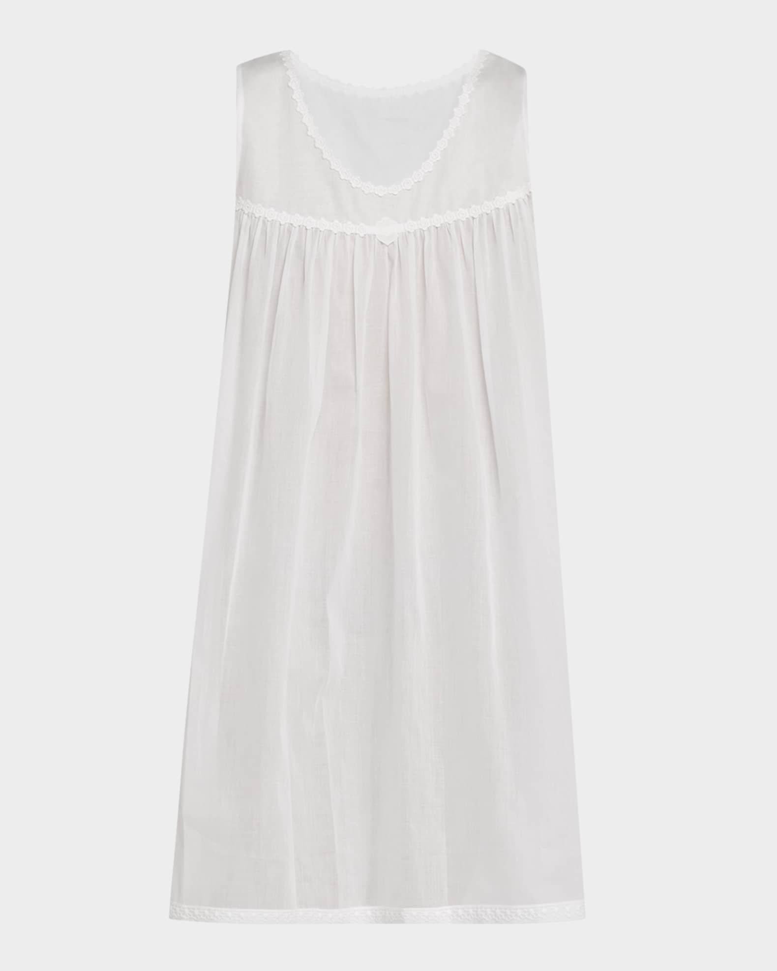 Betty Ruched Lace-Trim Cotton Babydoll 0