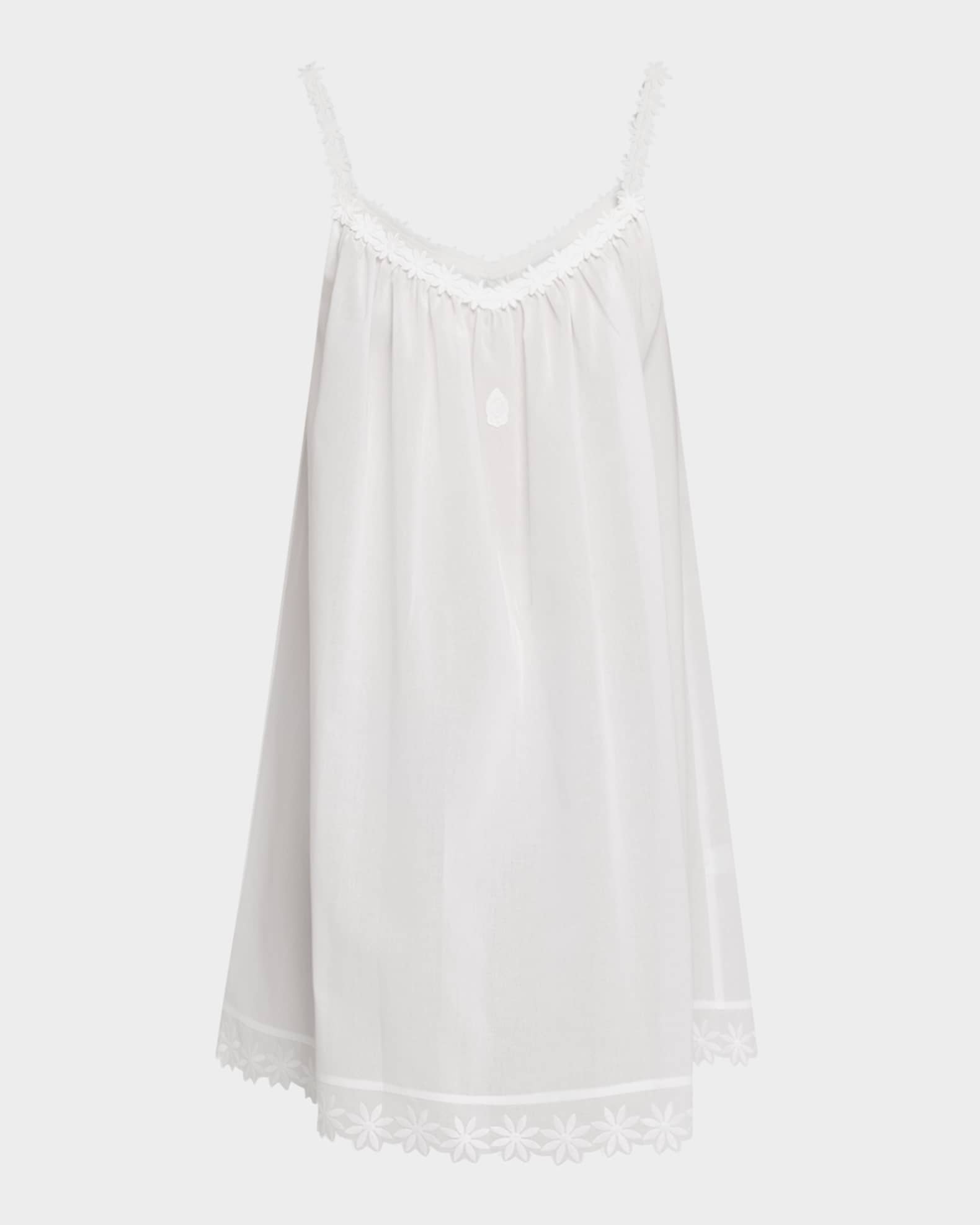 Conny-1 Ruched Lace-Trim Cotton Babydoll 0
