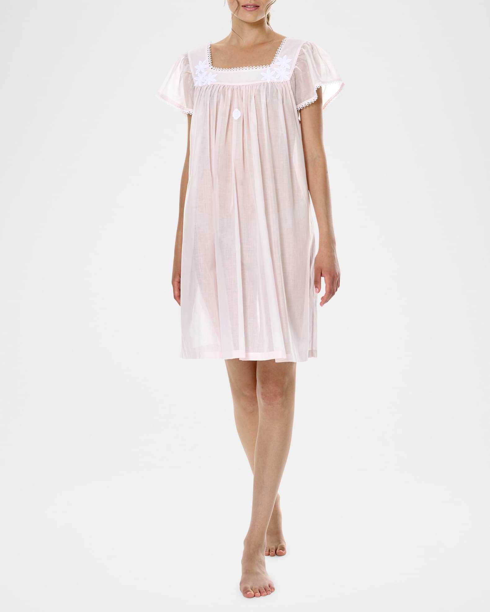 Camilla-2 Ruched Lace-Trim Cotton Babydoll 1