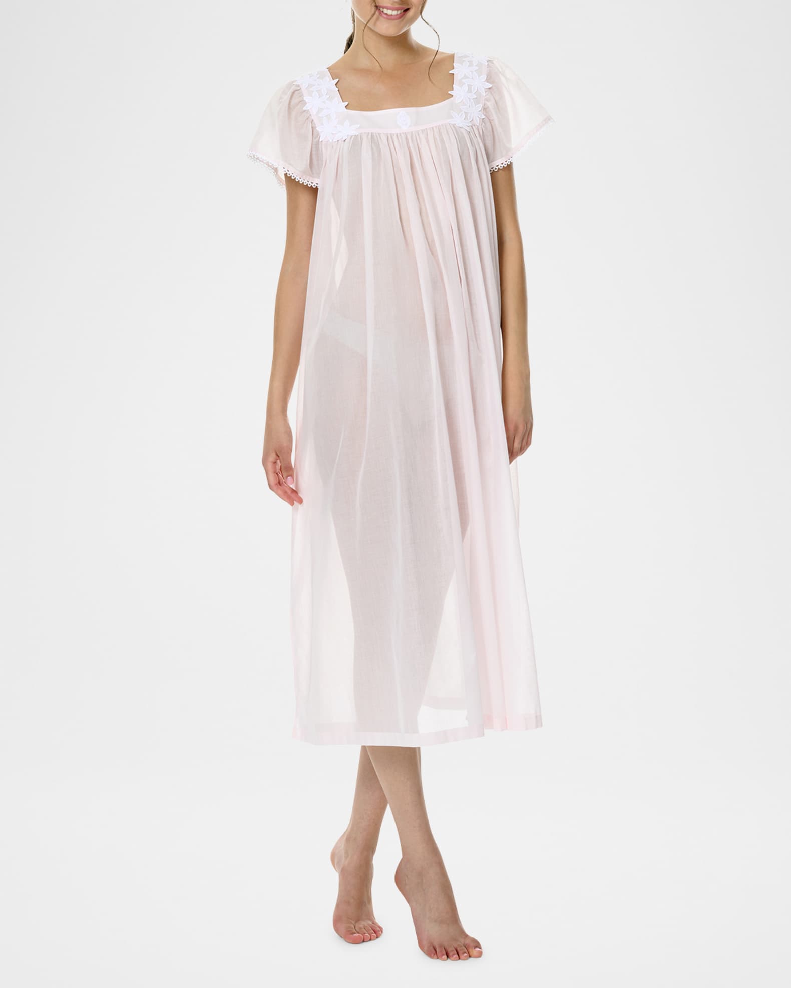 Camilla-2 Ruched Floral Applique Nightgown 1