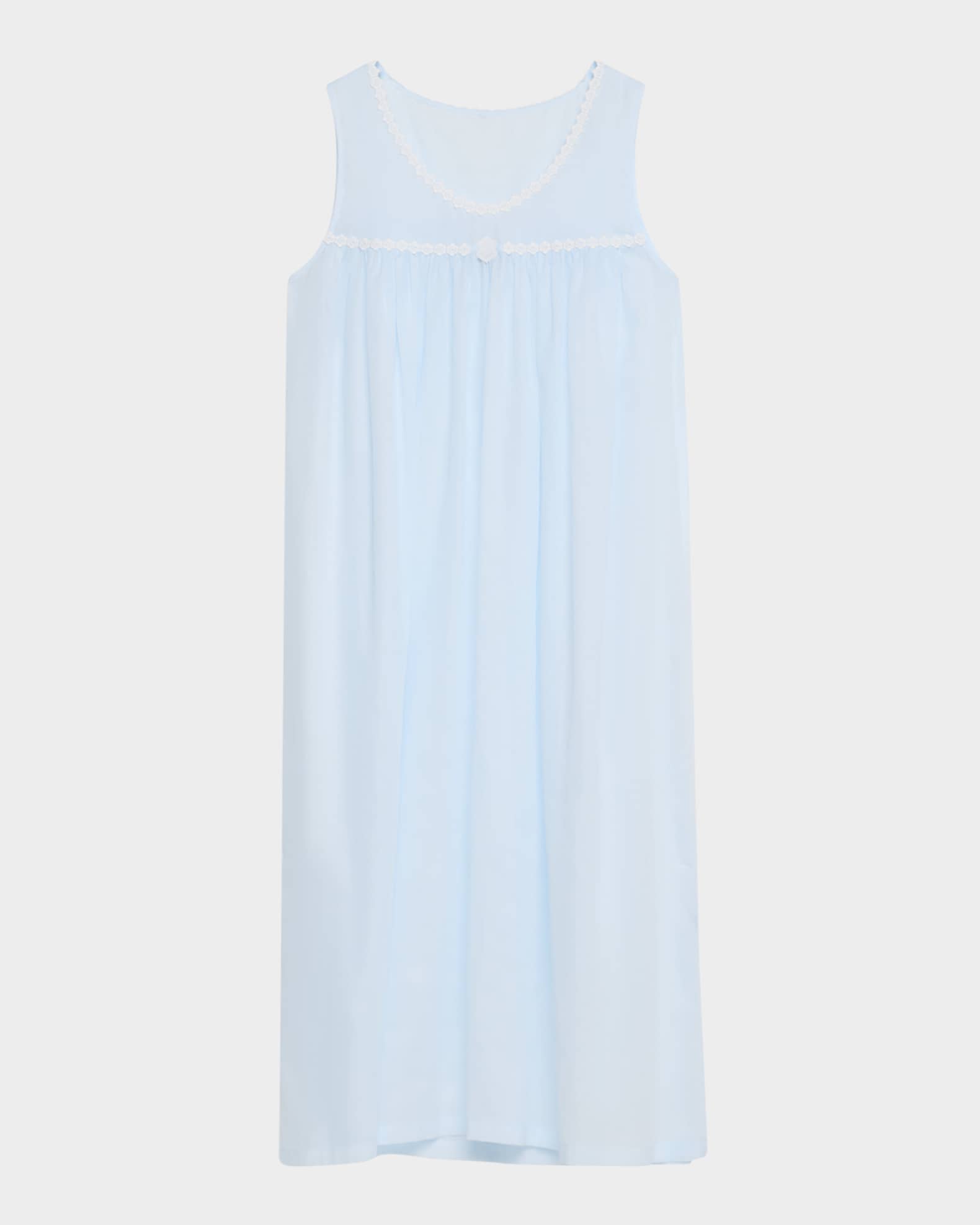 Betty Ruched Lace-Trim Cotton Nightgown 0