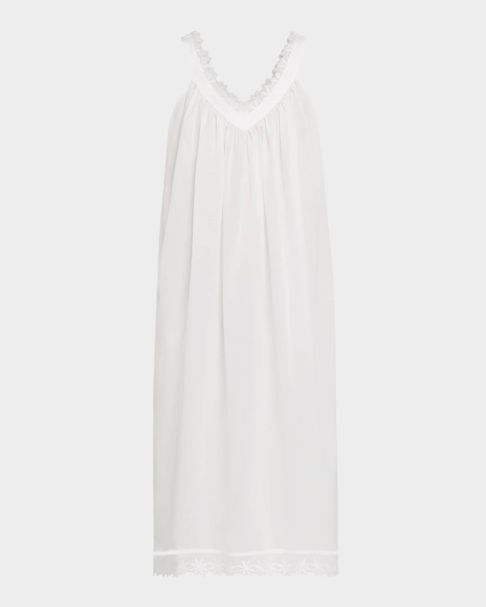 Conny-1 Ruched Lace-Trim Cotton Nightgown 0