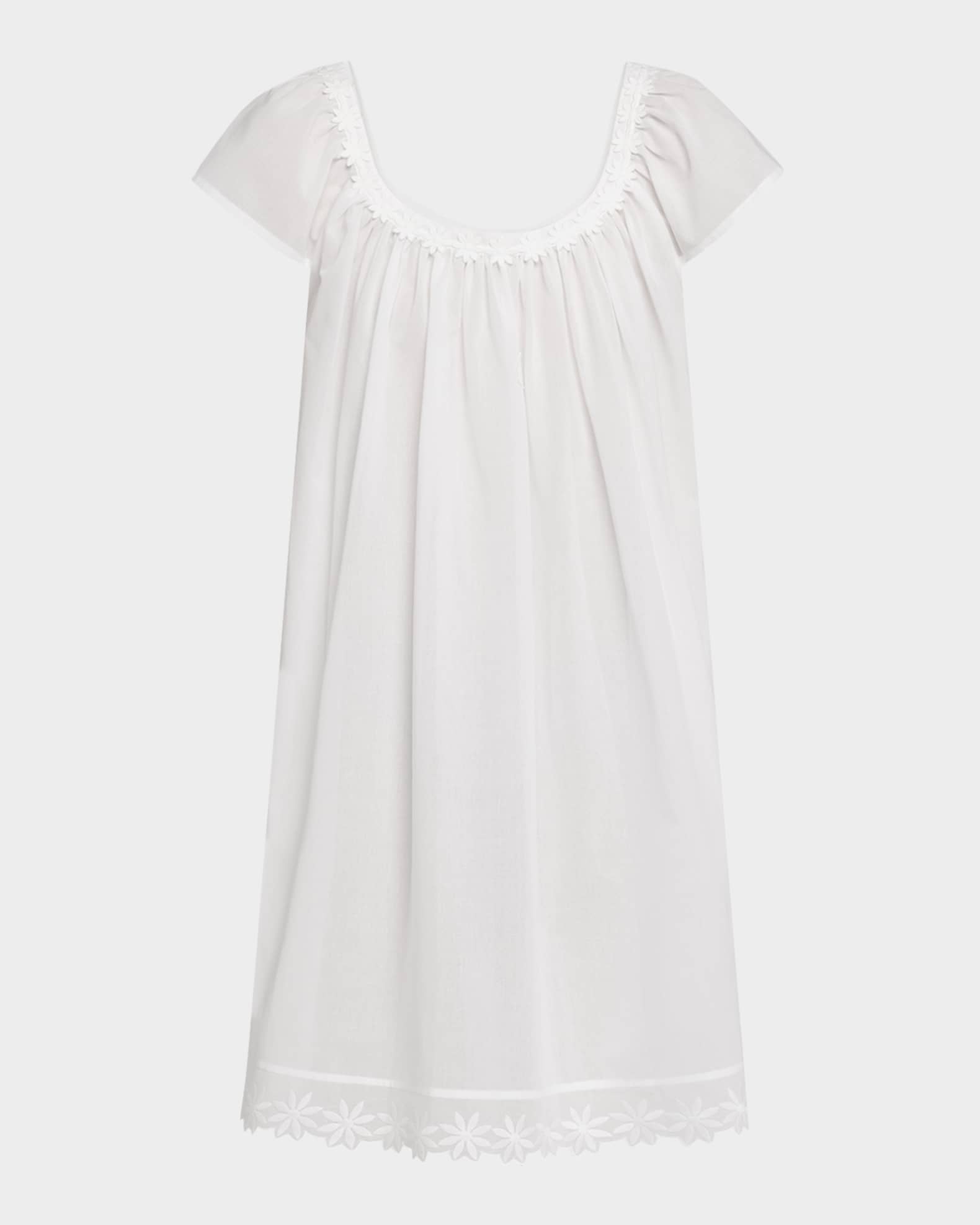 Conny-2 Ruched Lace-Trim Cotton Babydoll 0