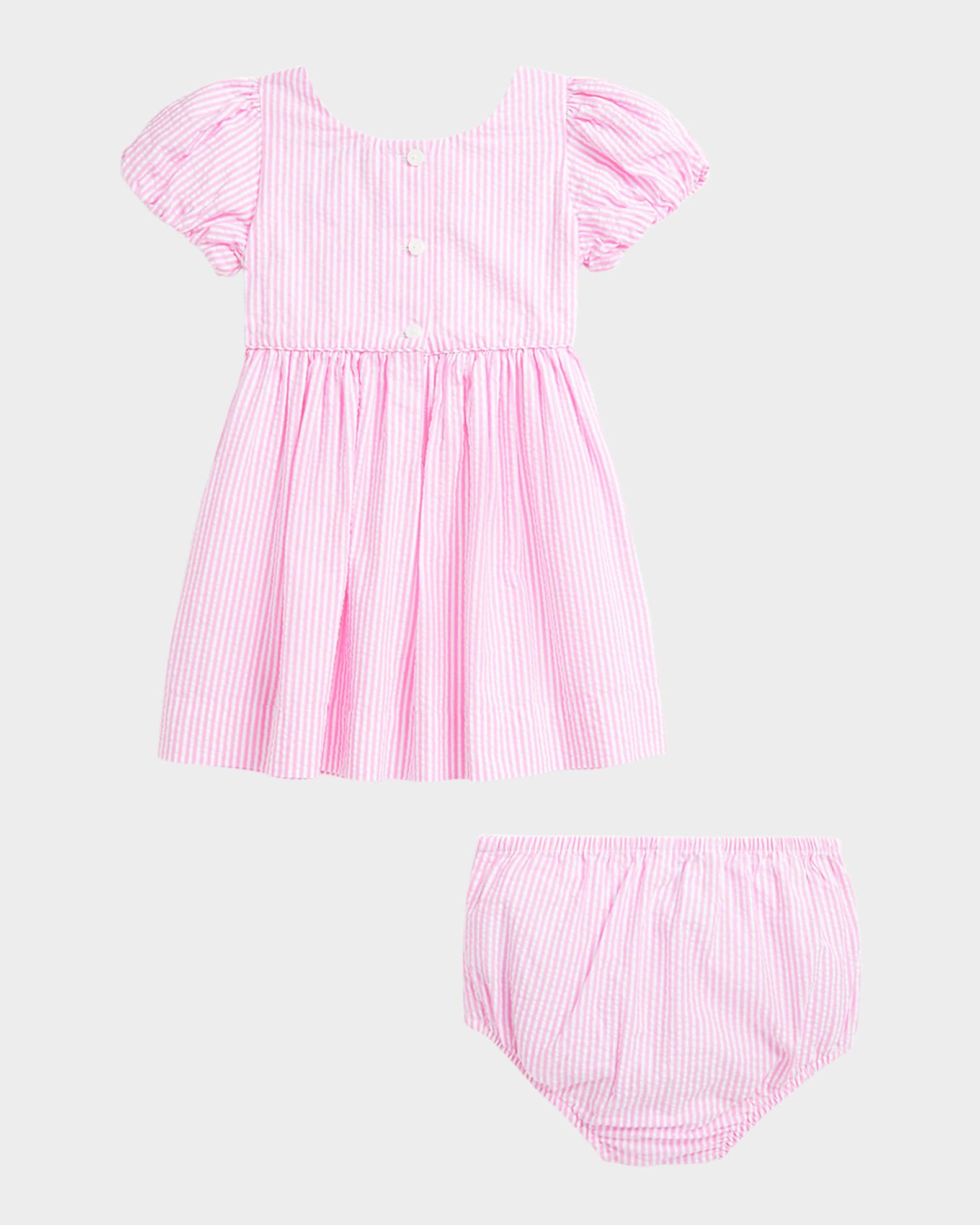 Girl's Striped Seersucker Dress, Size 3M-24M 1
