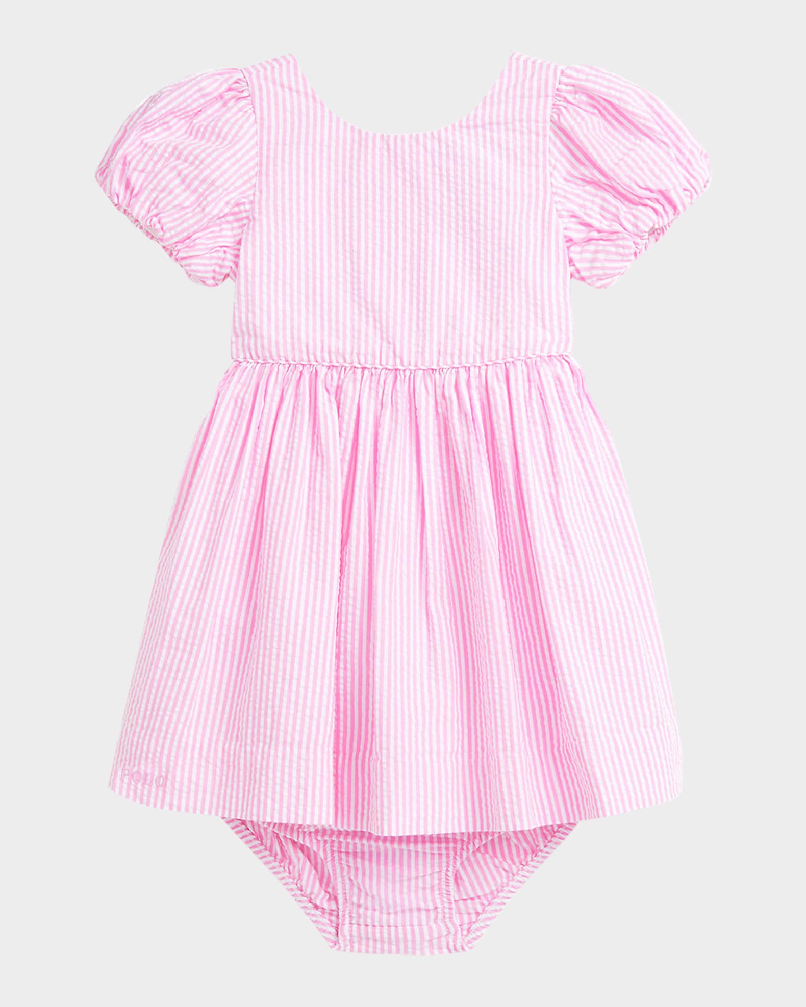 Girl's Striped Seersucker Dress, Size 3M-24M 0