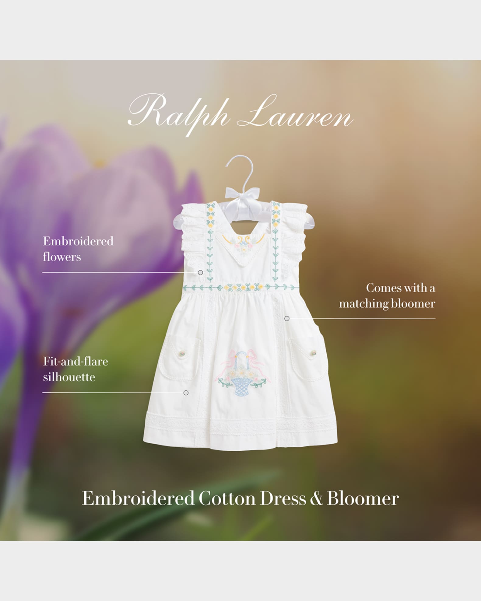 Girl's Eyelet Embroidered Floral Dress, Size 9M-24M 1