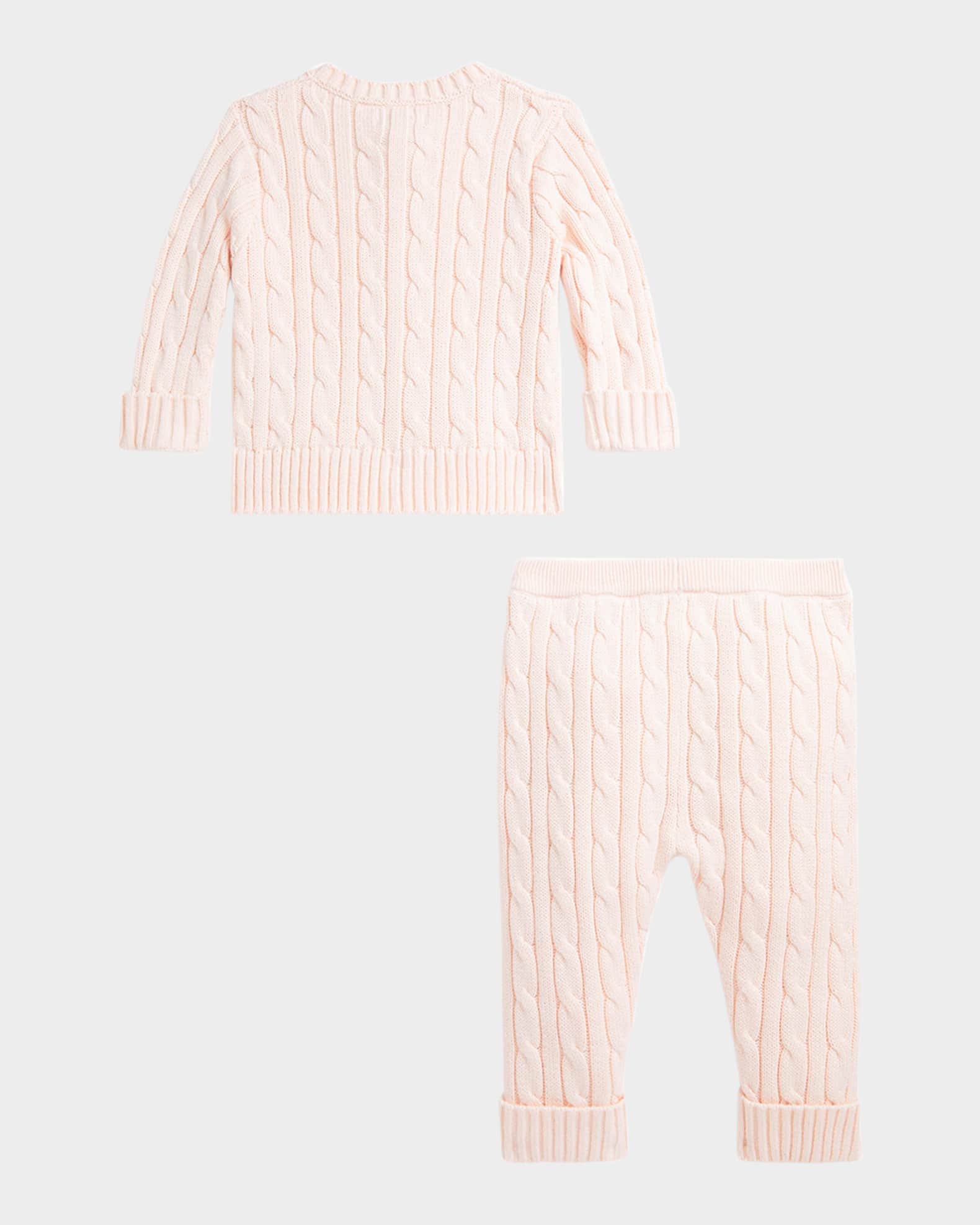 Kid's Cotton Cable Knit Sweater & Pants Set, Size Newborn-24M 1