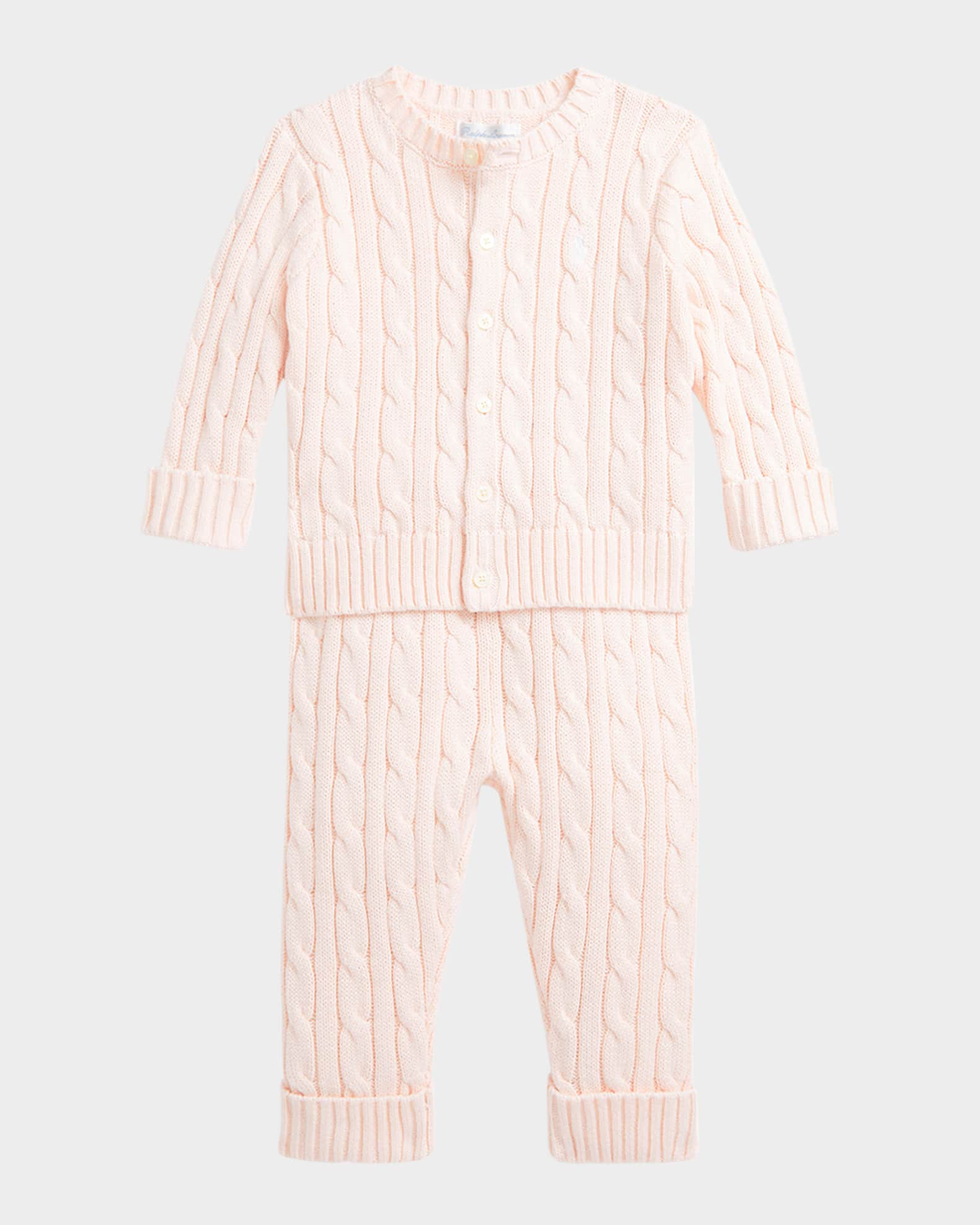 Kid's Cotton Cable Knit Sweater & Pants Set, Size Newborn-24M 0