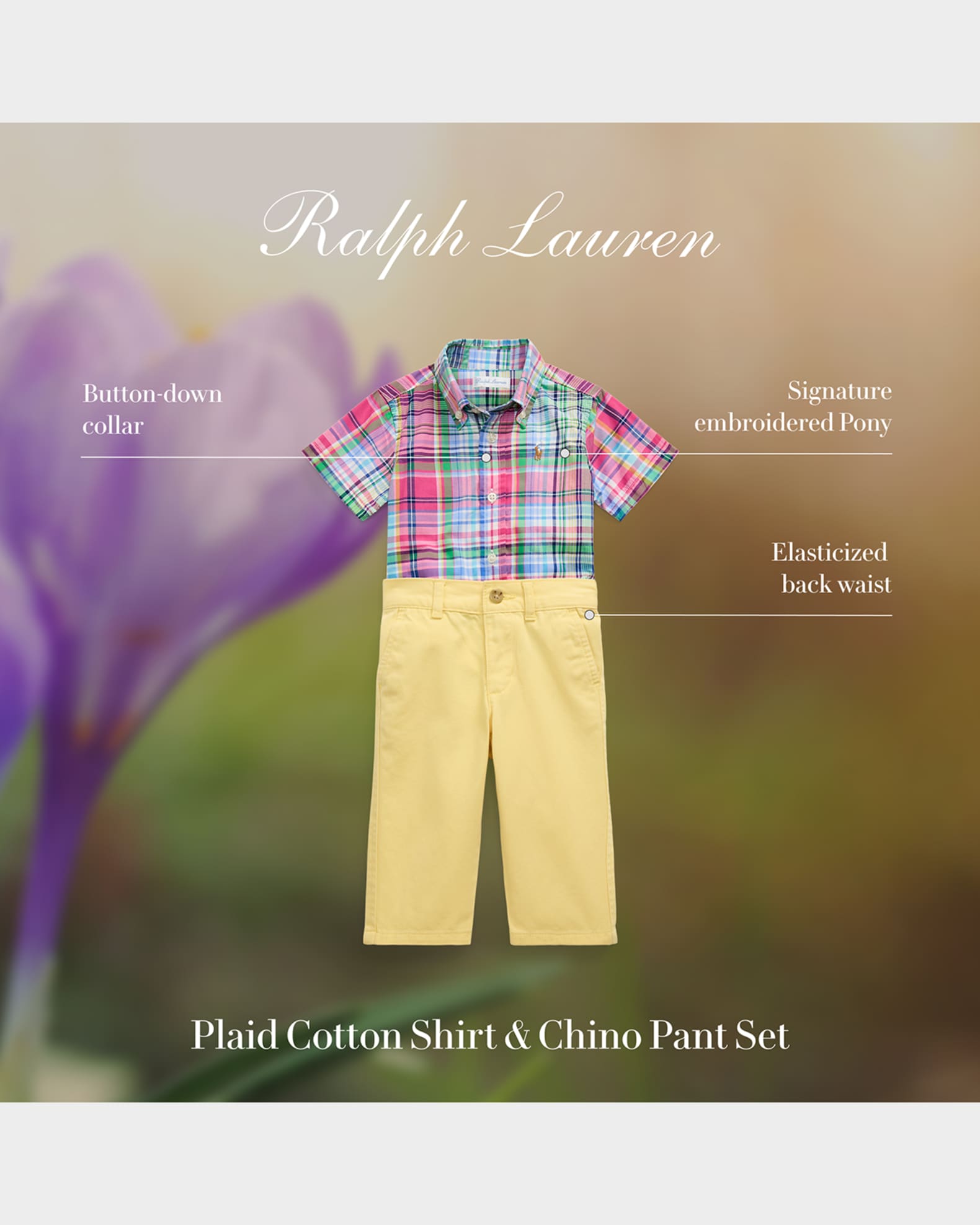 Boy's Plaid Poplin Shirt and Chino Pants Set, Size 3M-24M 1