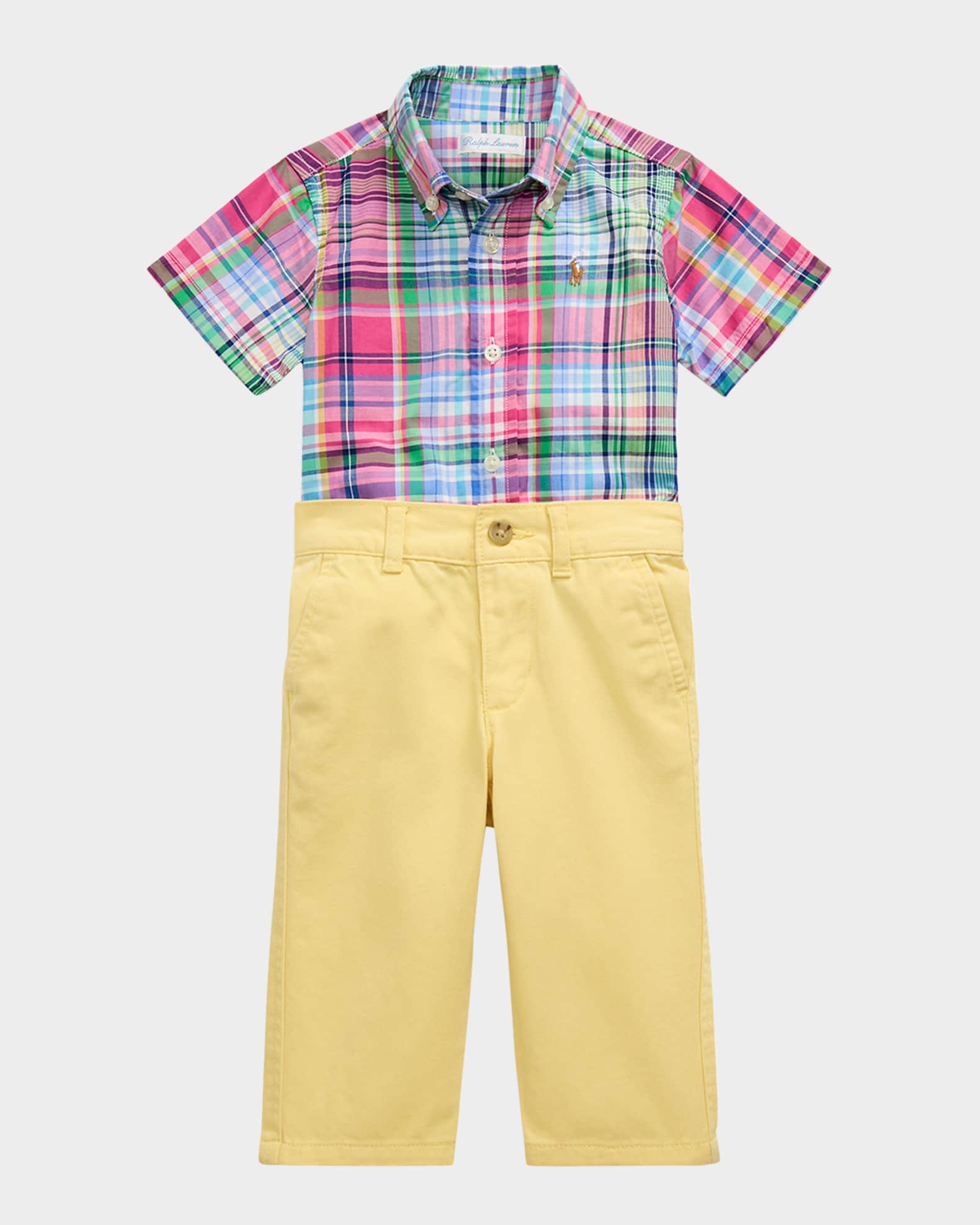 Boy's Plaid Poplin Shirt and Chino Pants Set, Size 3M-24M 0