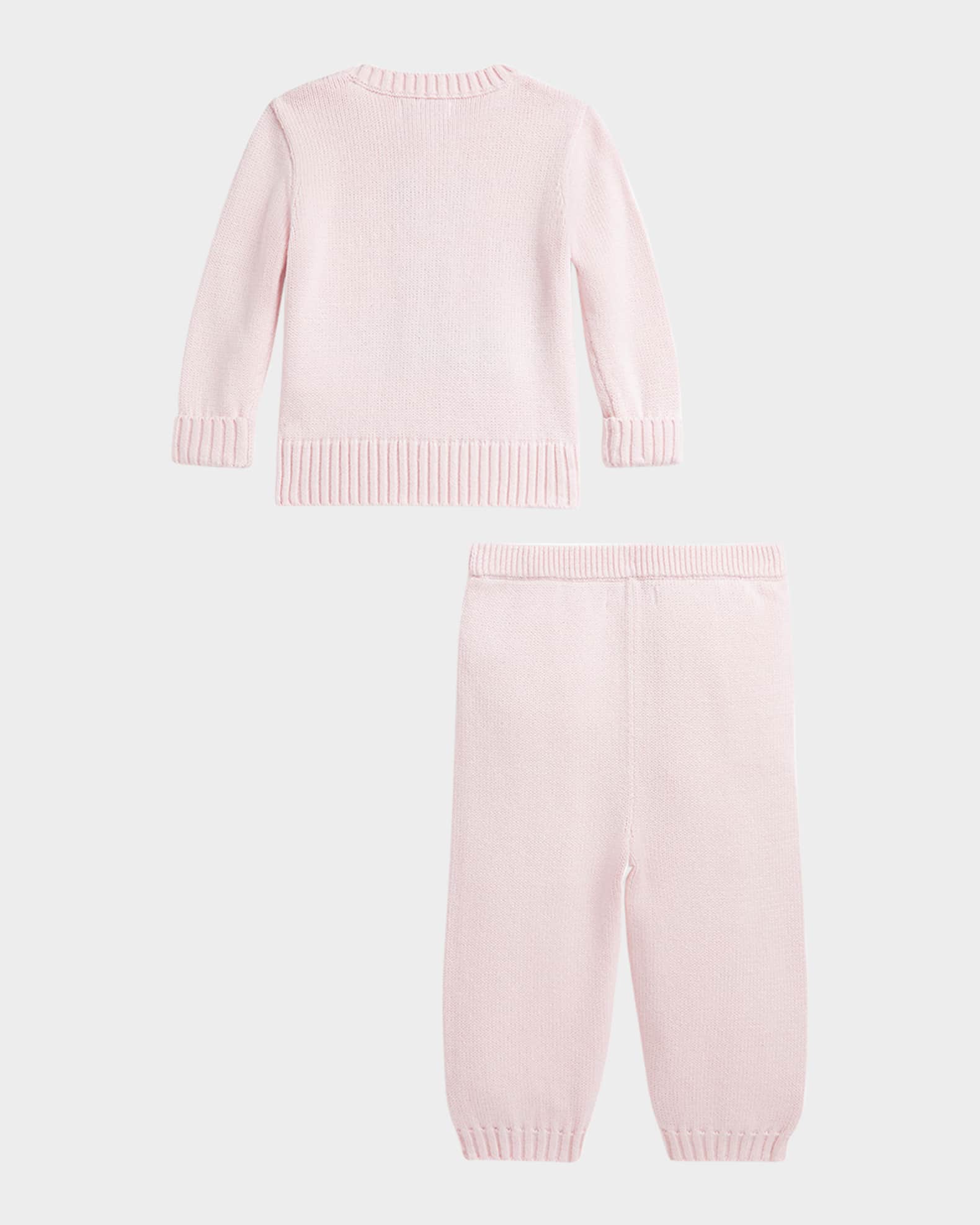 Girl's Flag Bear Intarsia Knit Sweater and Pants Set, Size 3M-24M 1