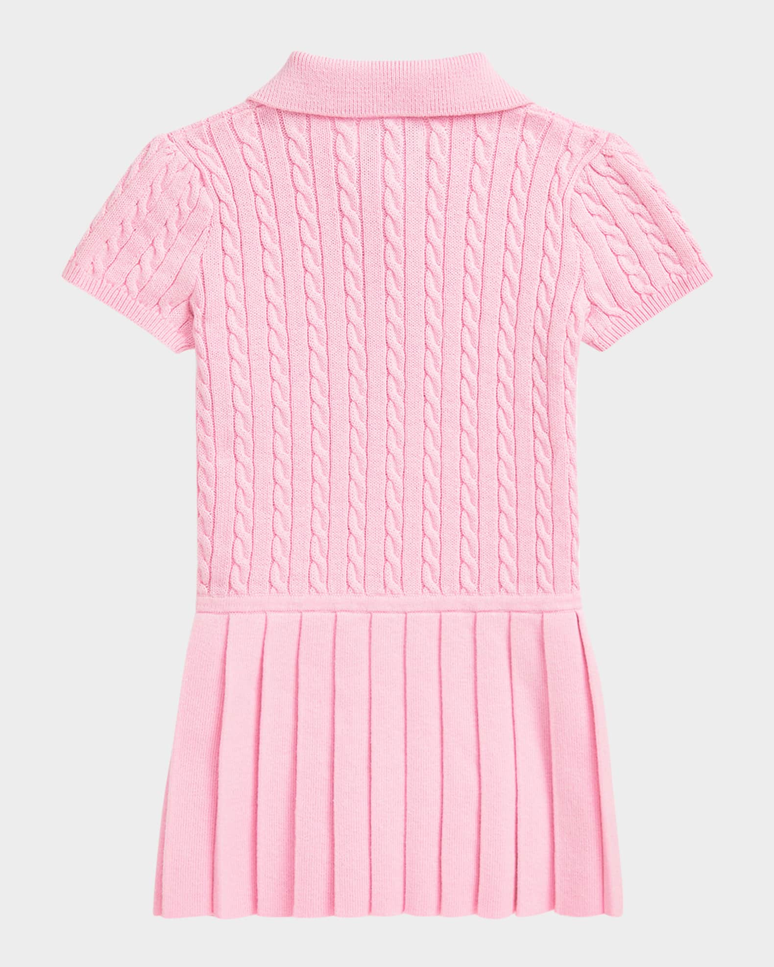 Girl's Cable Knit Polo Dress, Size 3M-24M 1